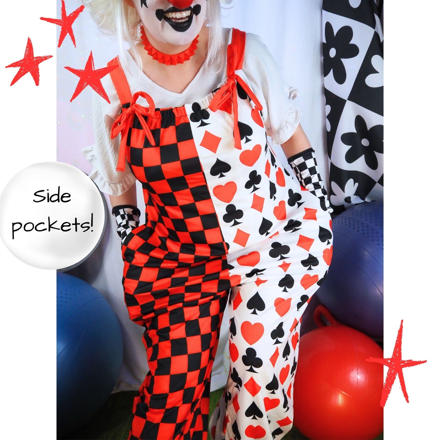 Double Jump Check Red Black Clown Suit