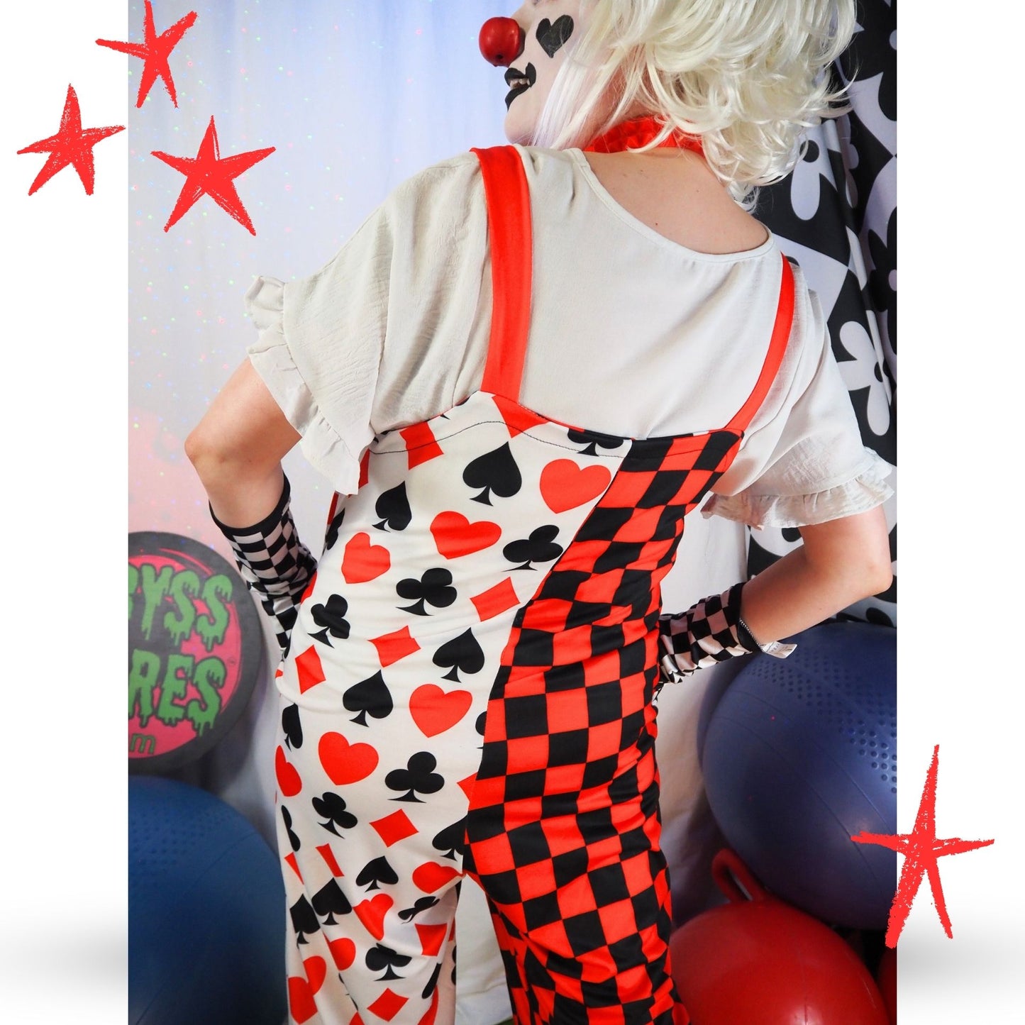 Double Jump Check Red Black Clown Suit