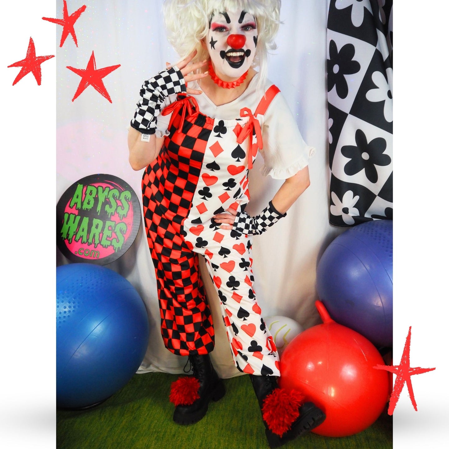 Double Jump Check Red Black Clown Suit