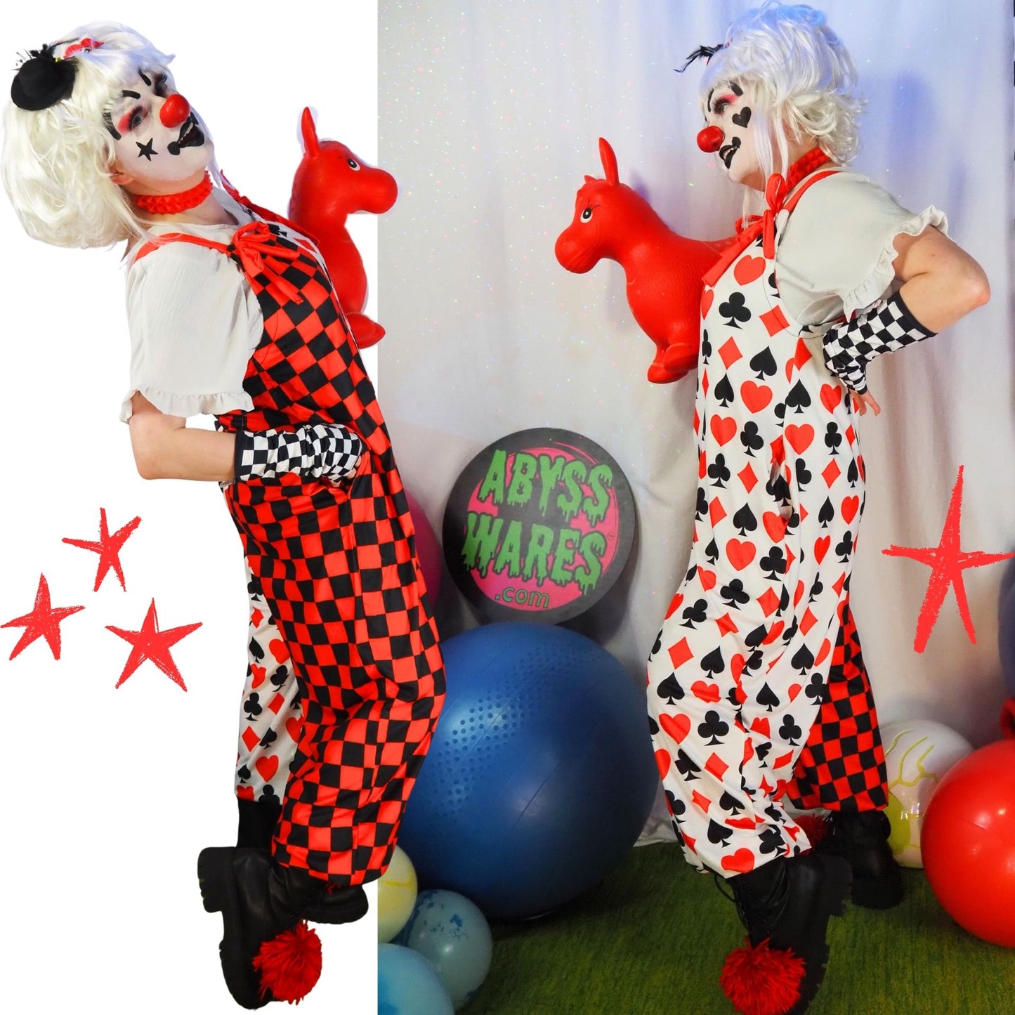 Double Jump Check Red Black Clown Suit