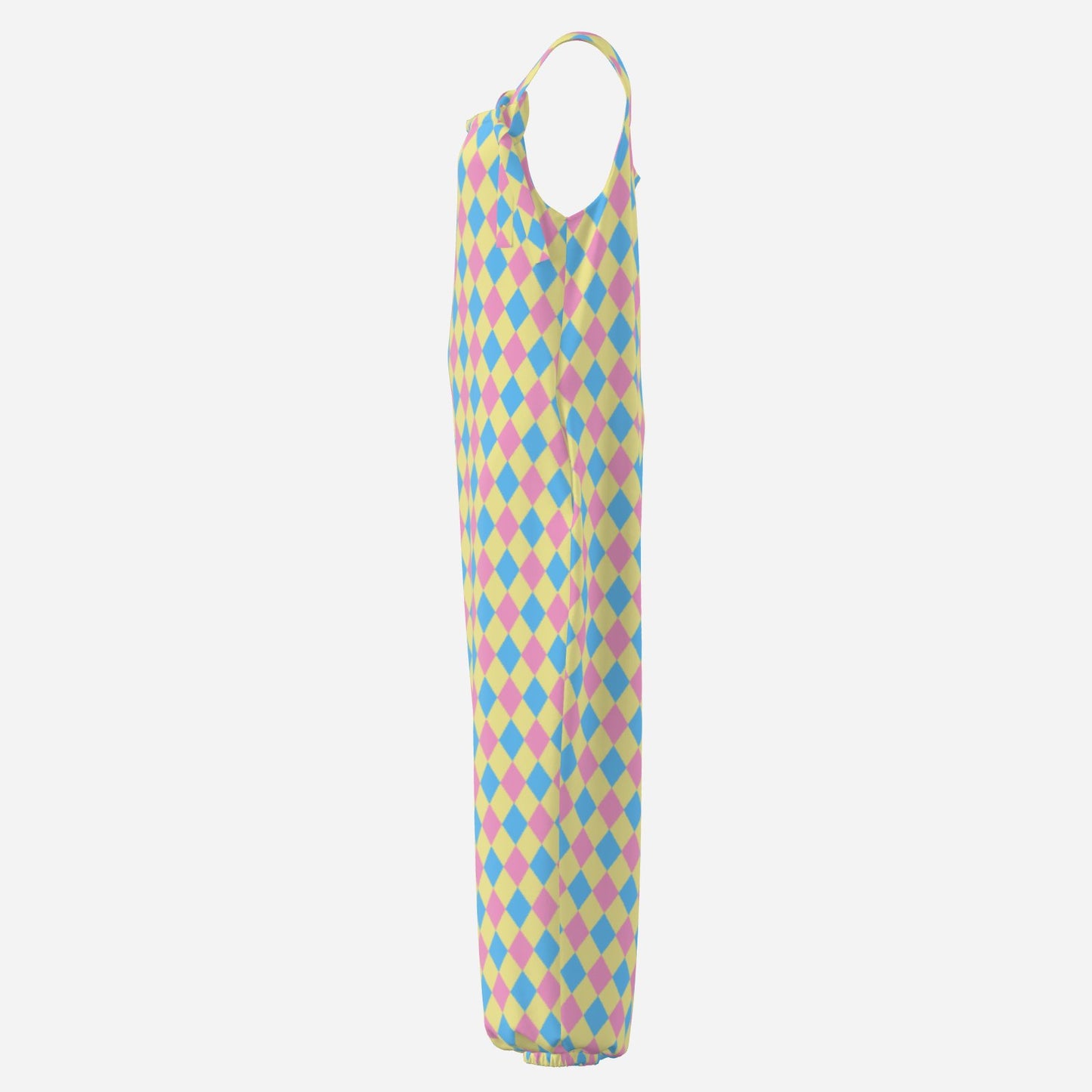 Dreamy Marshmallow Harlequin Sleeveless Clown Jumpsuit