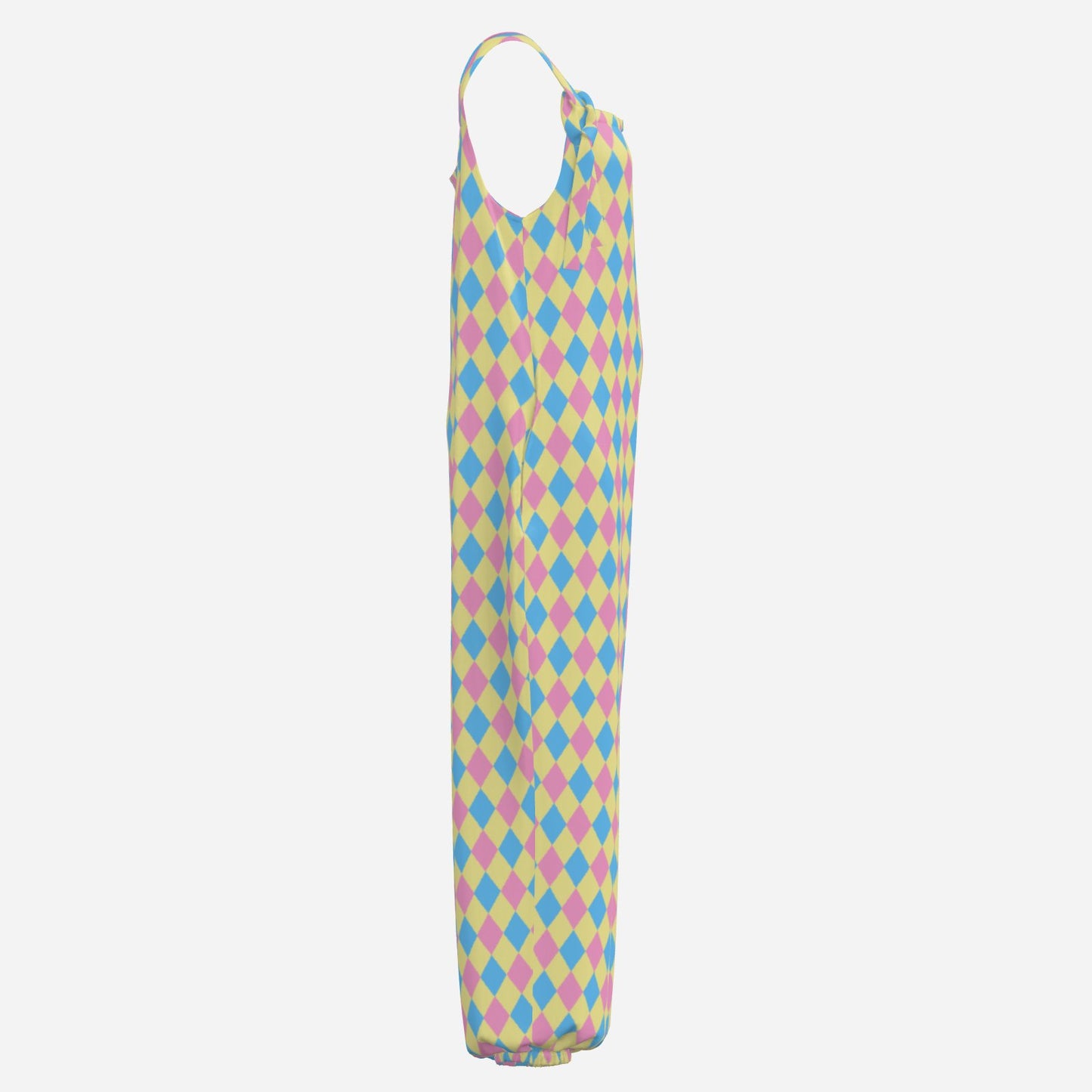 Dreamy Marshmallow Harlequin Sleeveless Clown Jumpsuit