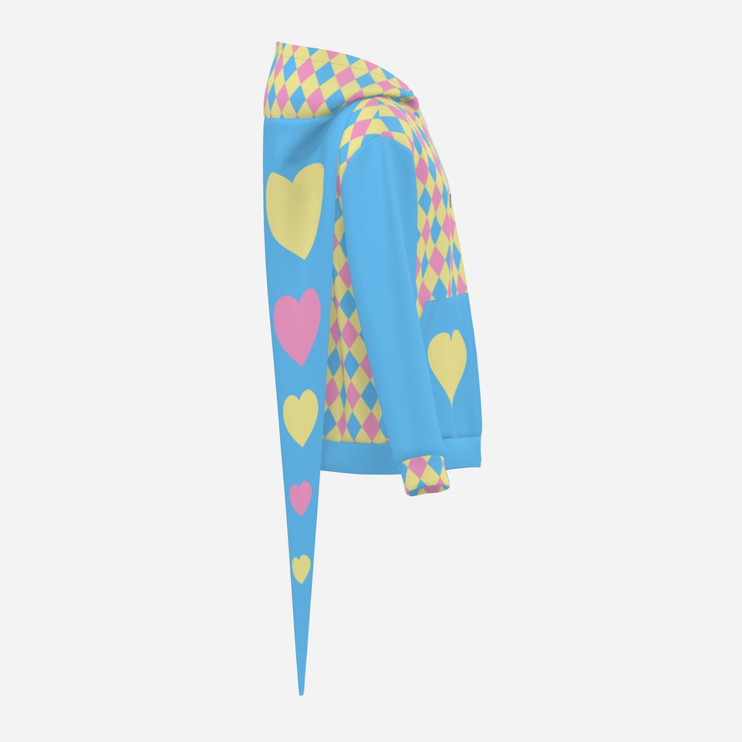 Dreamy Pastel Harlequin Hearts LITE Fangtail Jester Hoodie