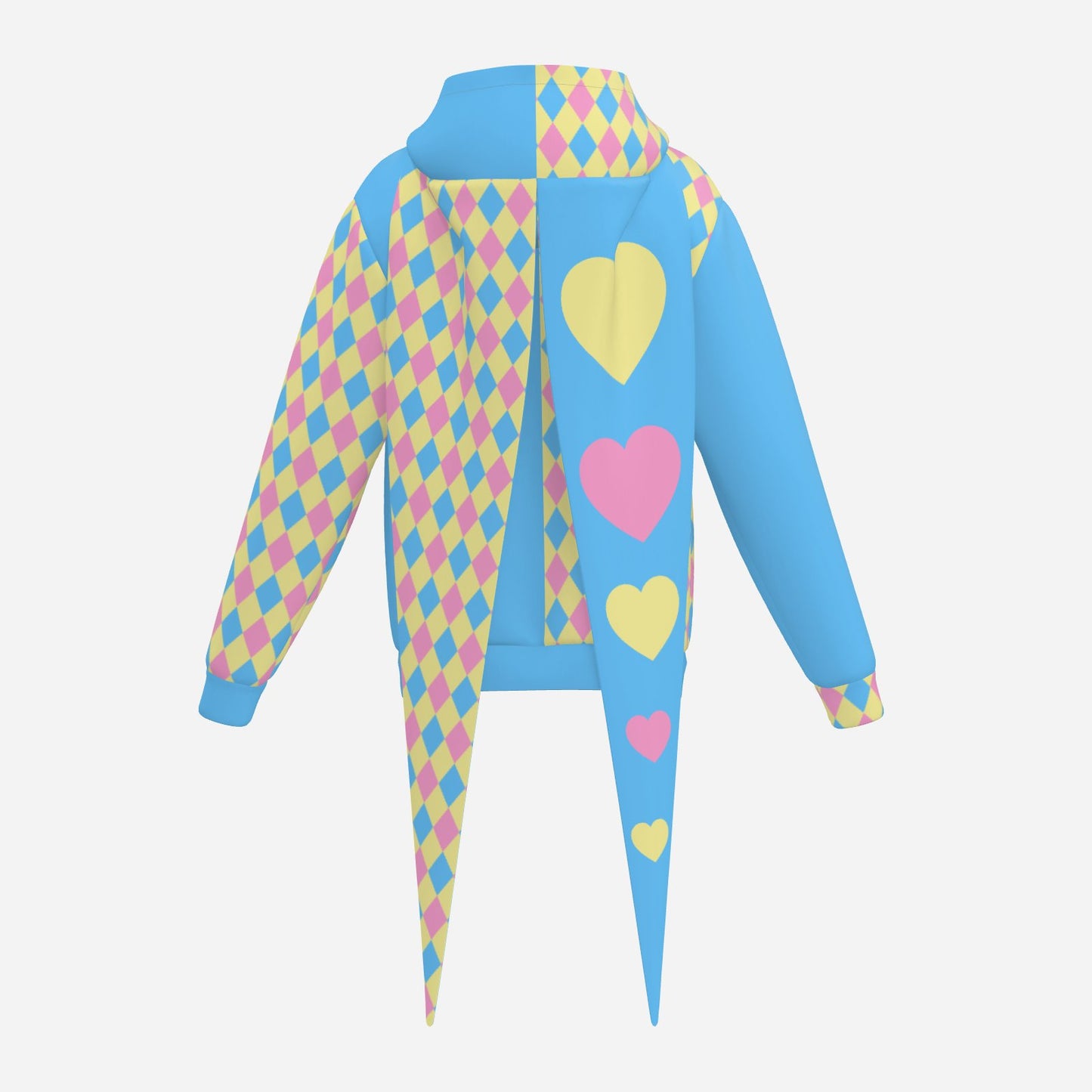 Dreamy Pastel Harlequin Hearts LITE Fangtail Jester Hoodie