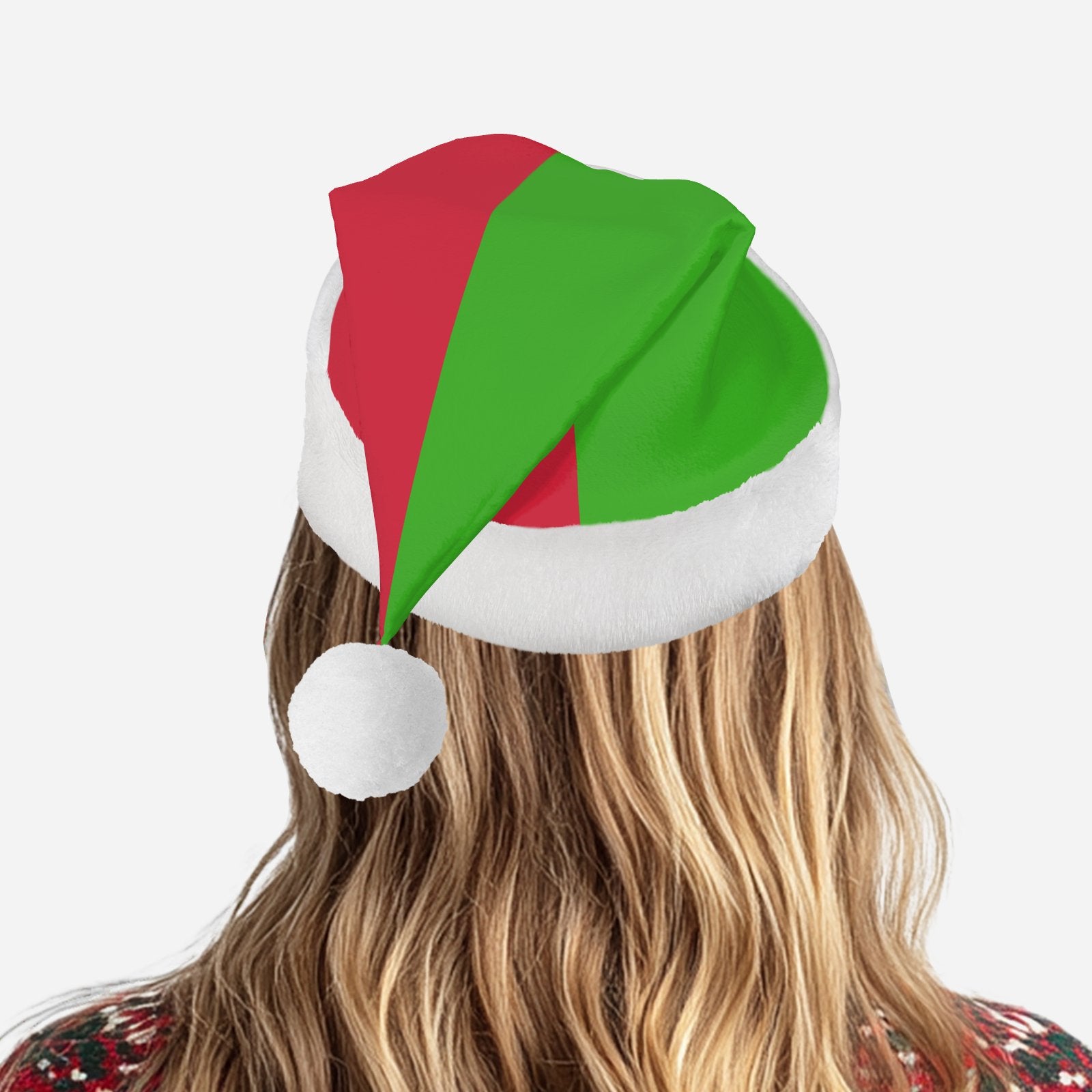 Elf Cap Christmas Colorblock Red Green Jester Santa Hat