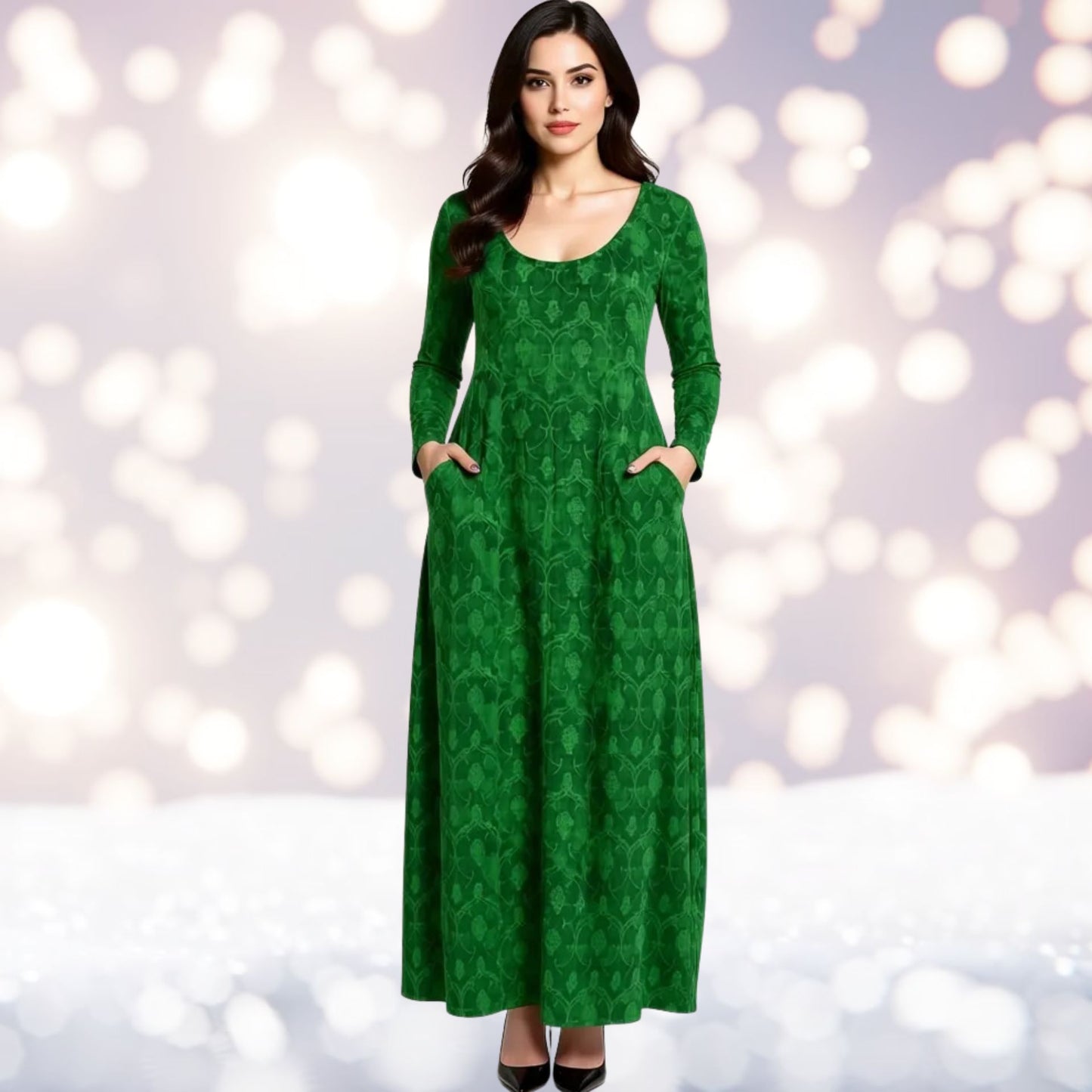 Emerald Solstice Green Velvet Dress