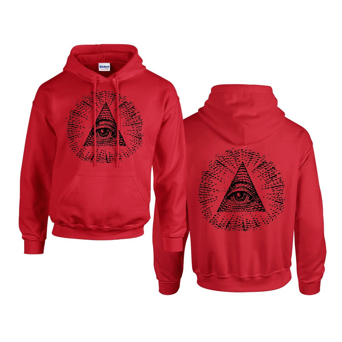 Eye of Providence Illuminati Pullover Hoodie USA-made red