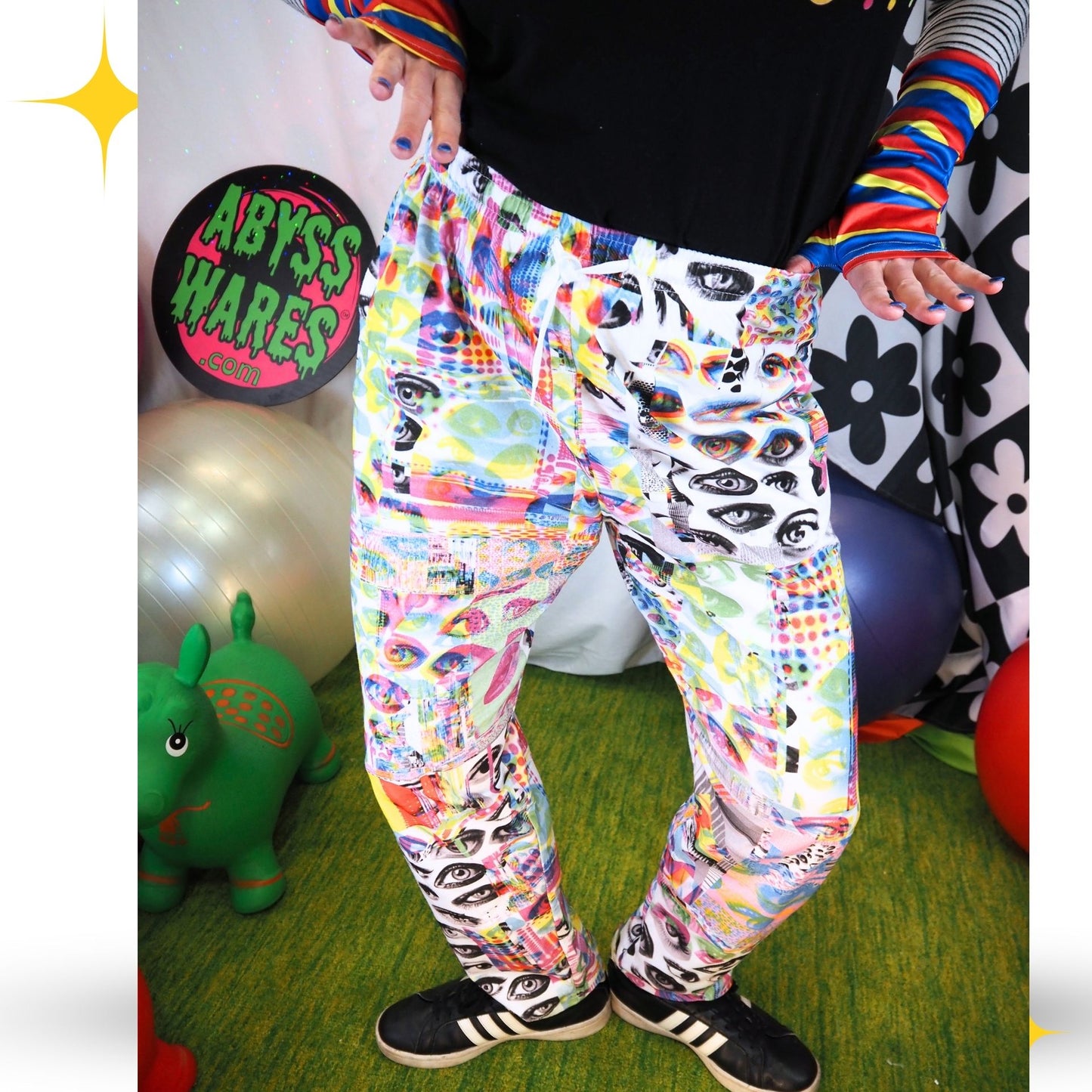 Eyes Glitch Soft Cotton Clown Pants