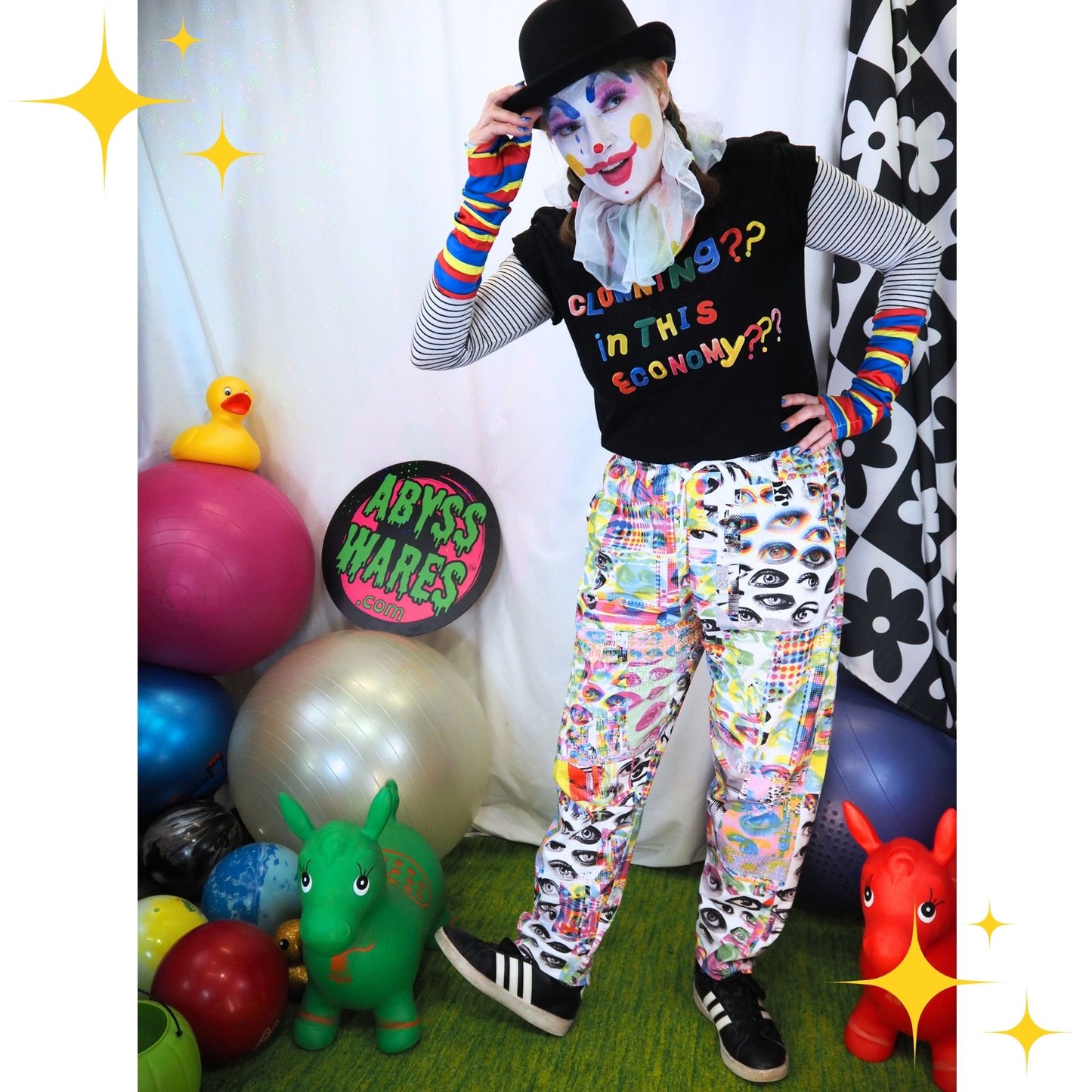 Eyes Glitch Soft Cotton Clown Pants