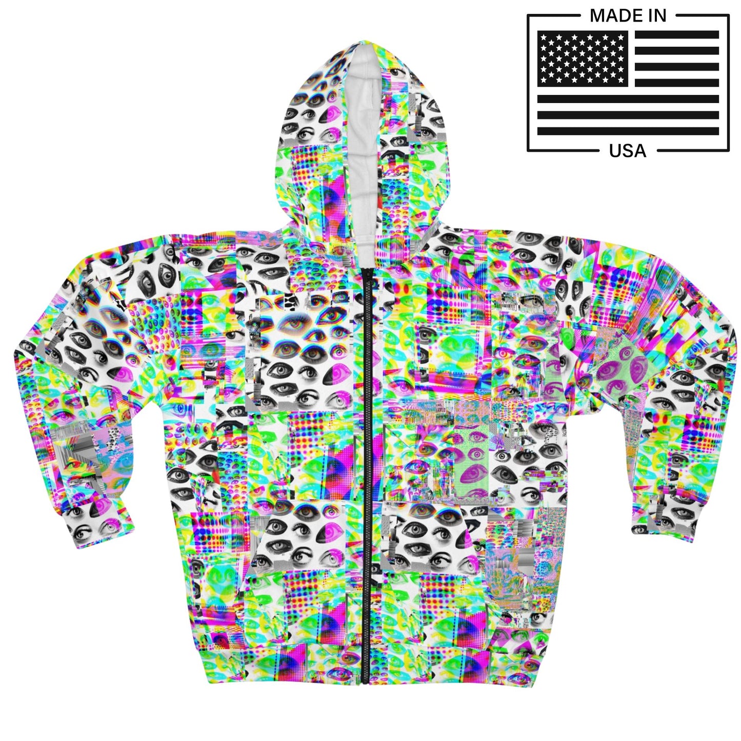 Eyes Glitch Zip Up Hoodie