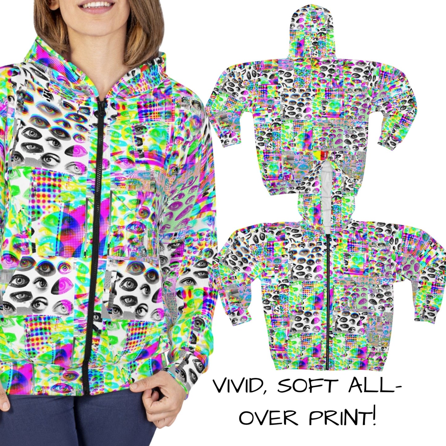 Eyes Glitch Zip Up Hoodie