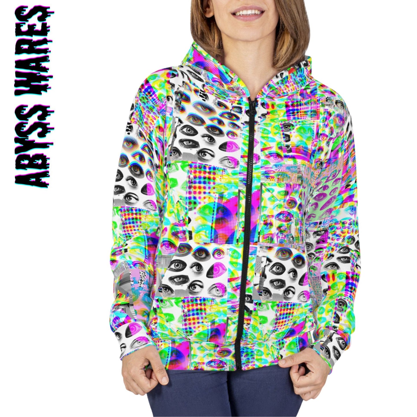 Eyes Glitch Zip Up Hoodie