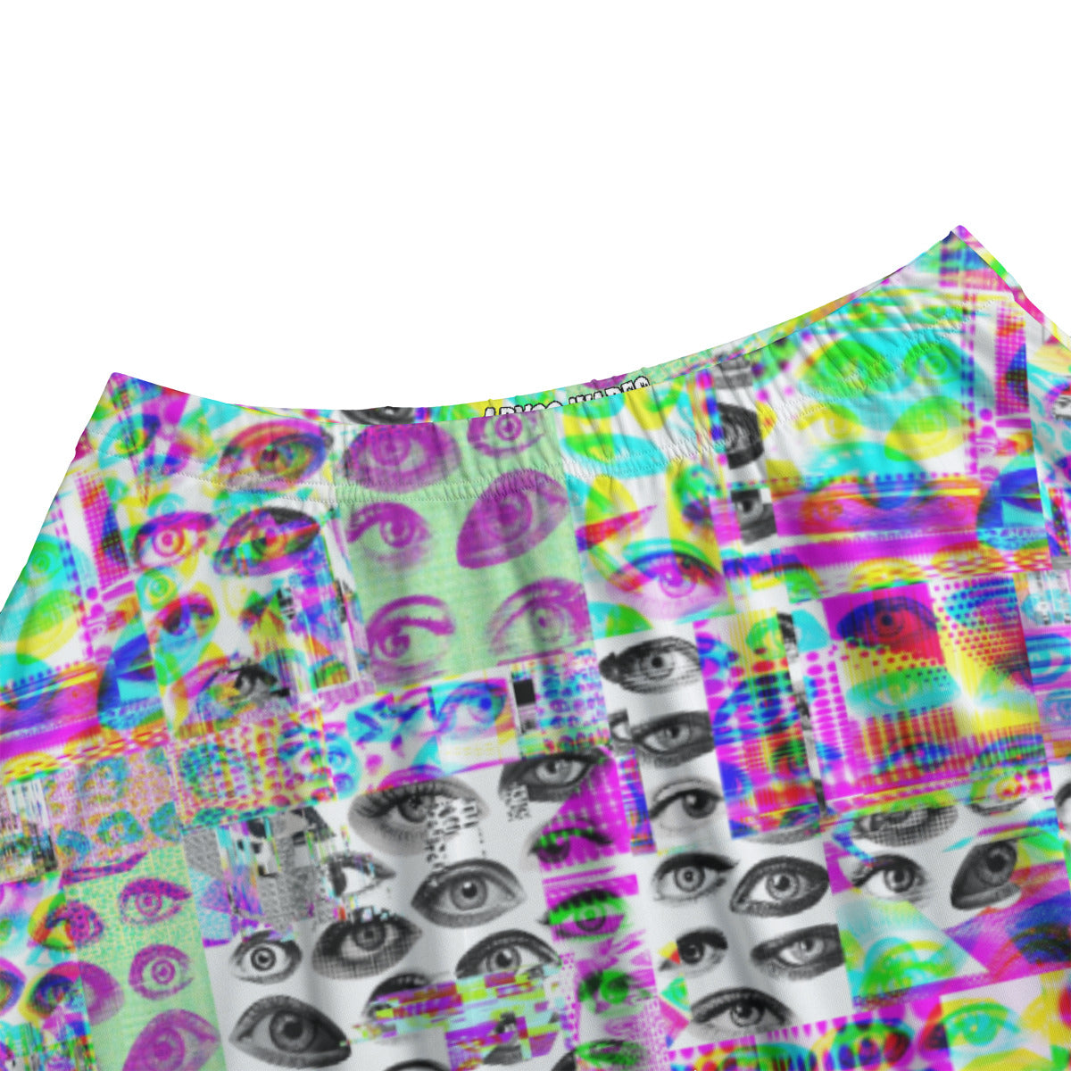 Colorful fabric with eye pattern on a white background