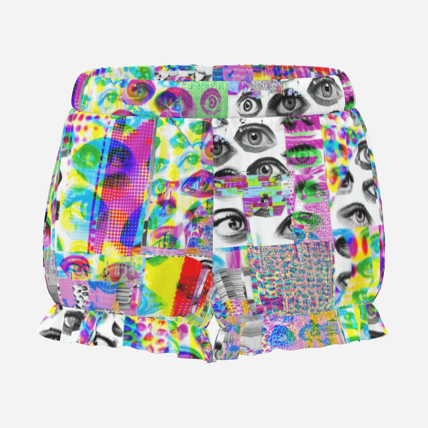 Pufflette Pants Eyes Glitch Rave Clown Ruffle Shorts