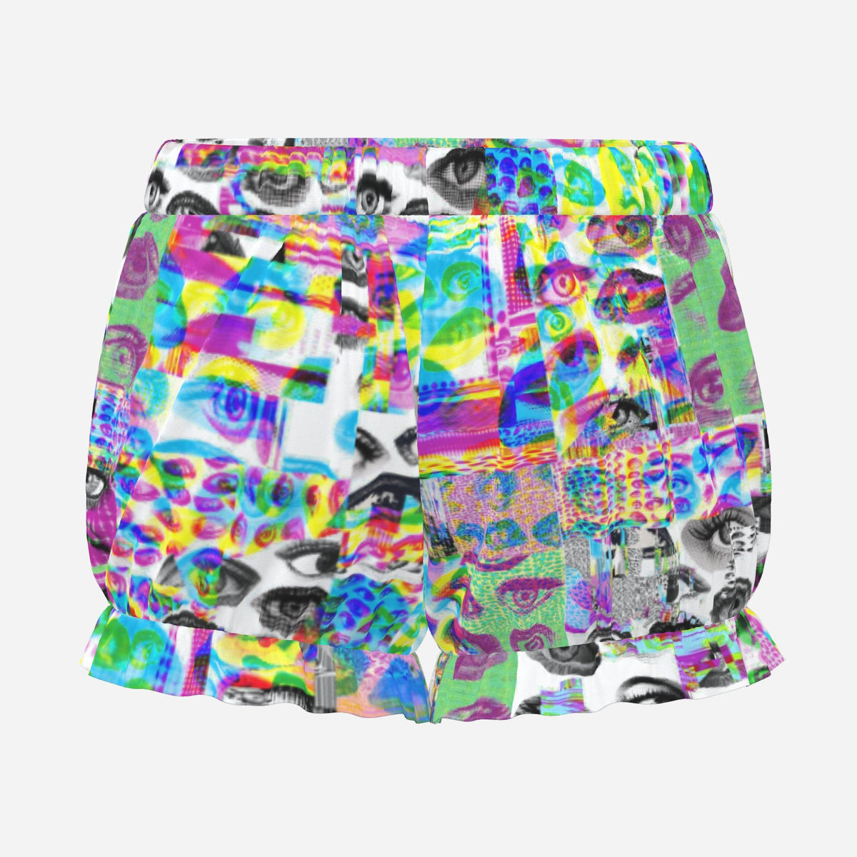 Pufflette Pants Eyes Glitch Rave Clown Ruffle Shorts
