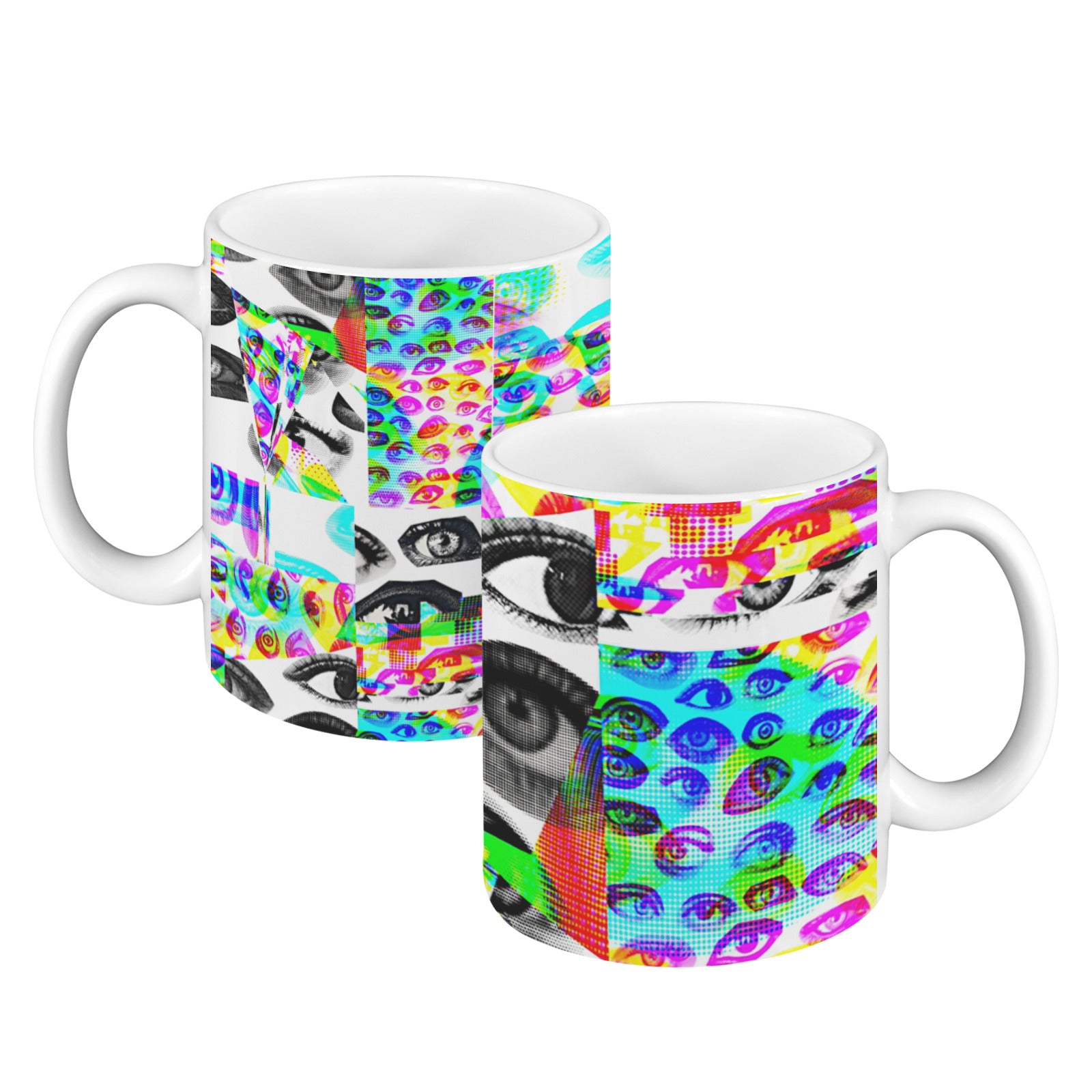 weirdcore home decor Eyes Glitch coffee mugs set of two