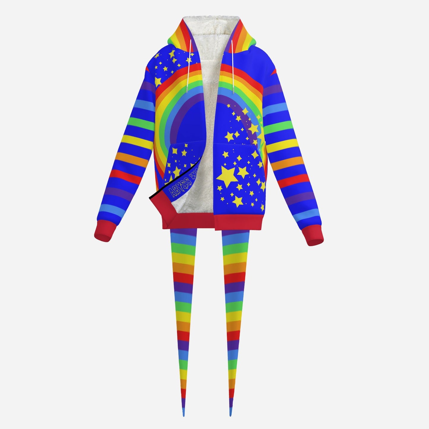 Fangtail Plush Rainbow Sparkle Jester Hoodie Coat