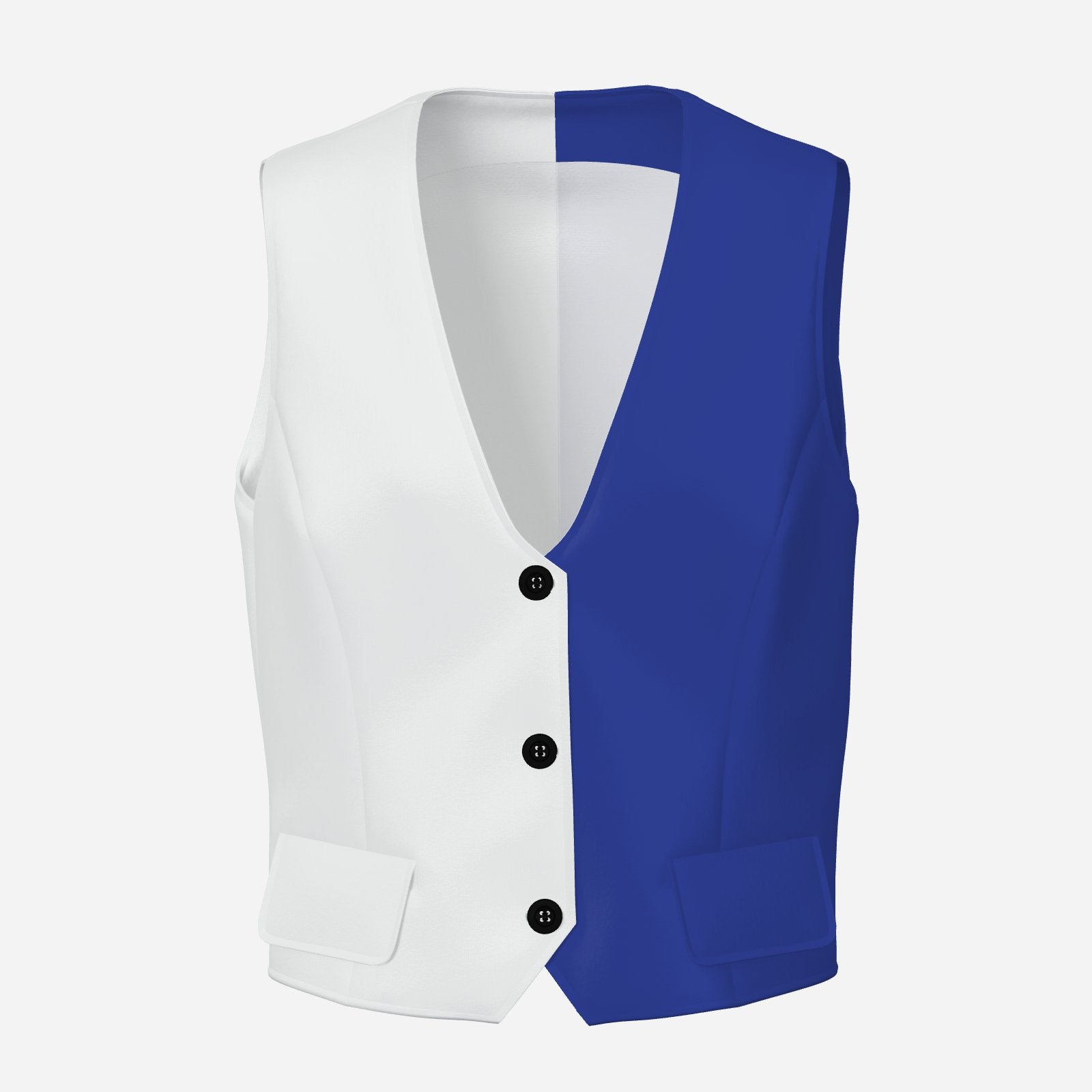 Femme Vest Night Blue White Jester Split Womens Clown Waistcoat