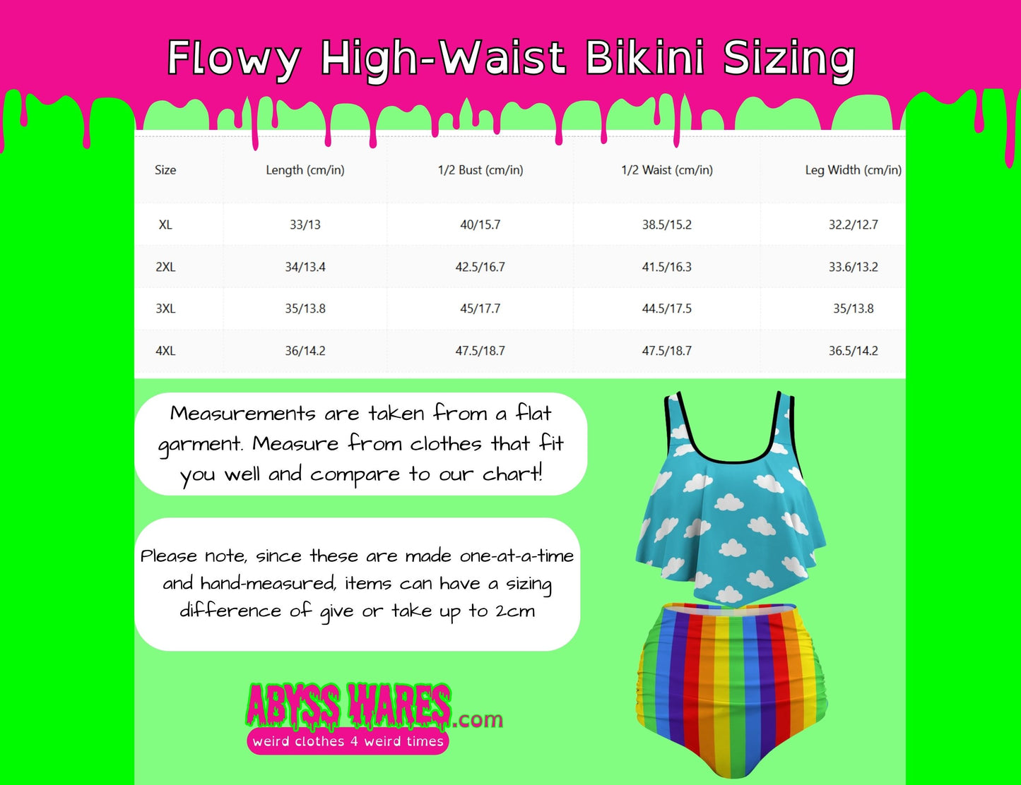 Clouds n Rainbows Flowy High Waist Bikini Set