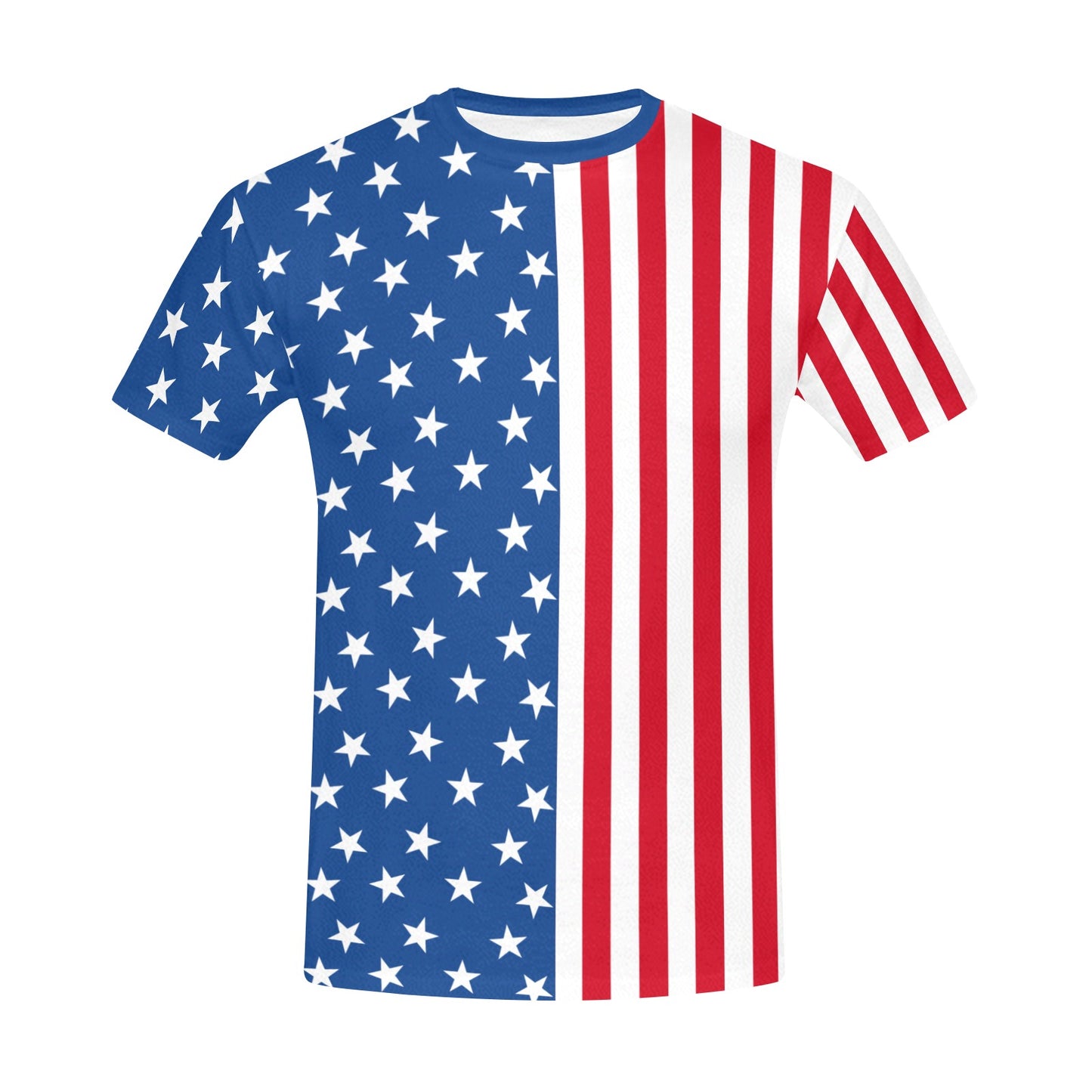 T-shirt with American flag design on a white background