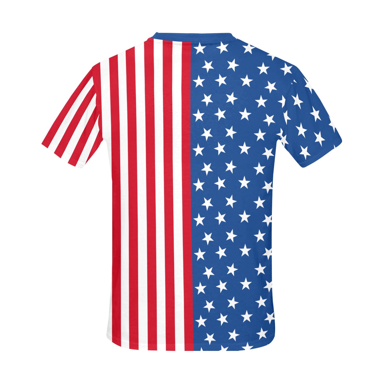 T-shirt with American flag design on a white background