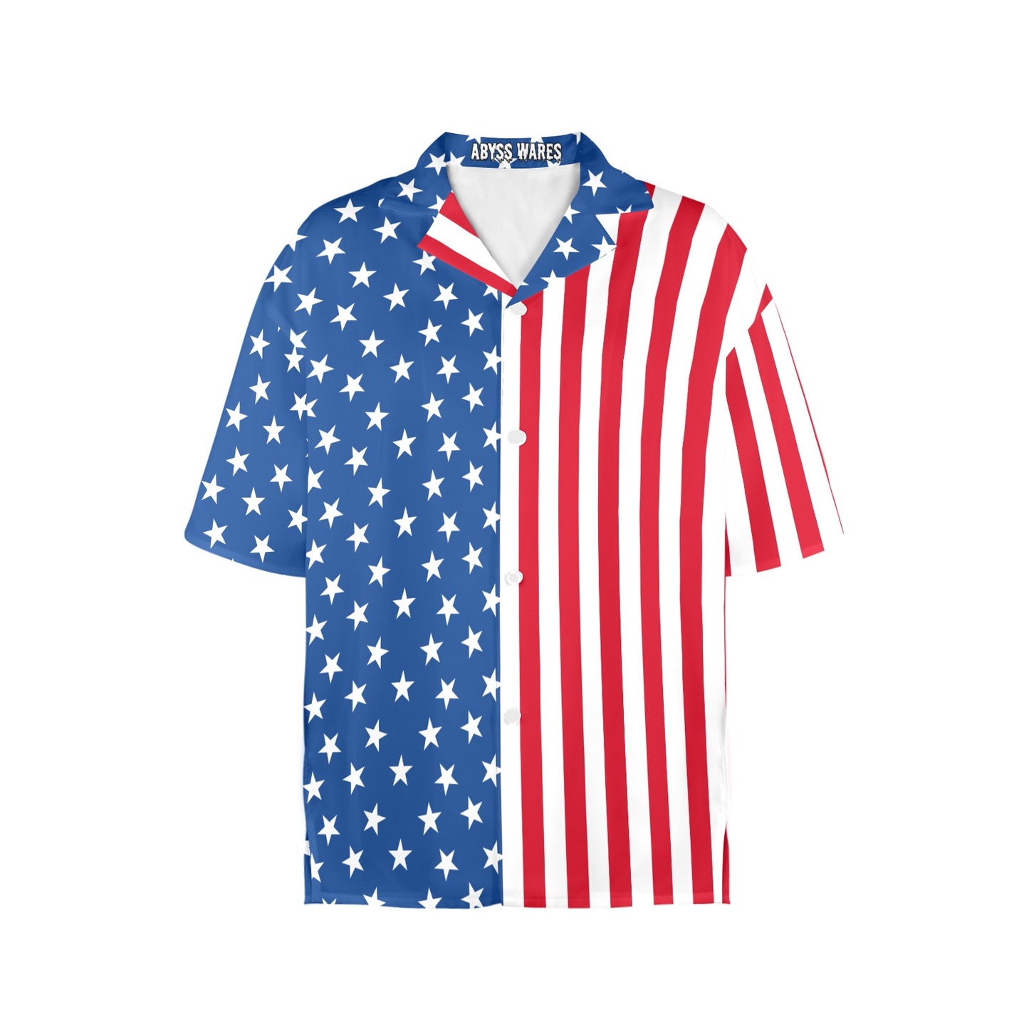 American flag-themed shirt with 'Abyss Wares' branding on a white background