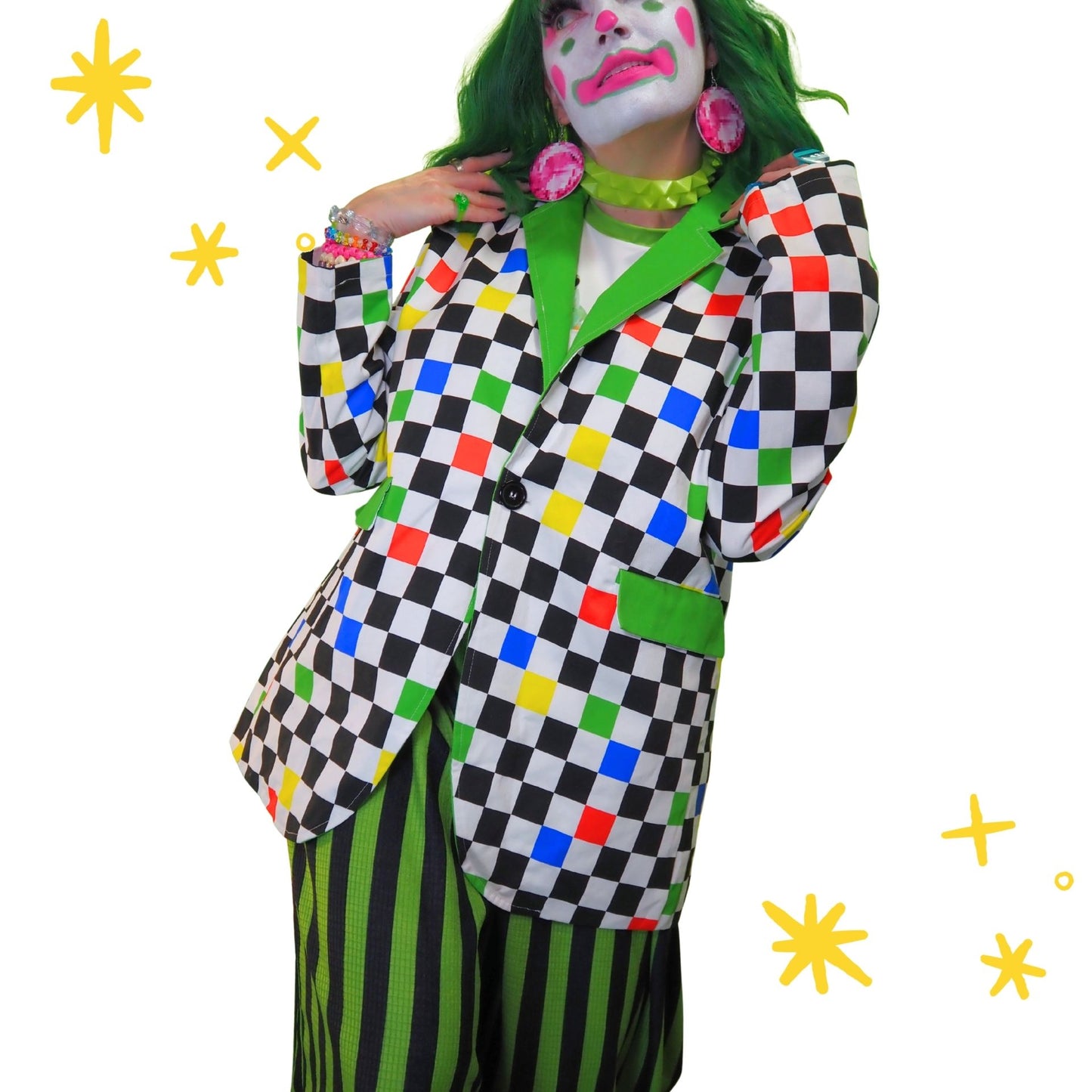 Blazer Kidcore de cuadros de rana