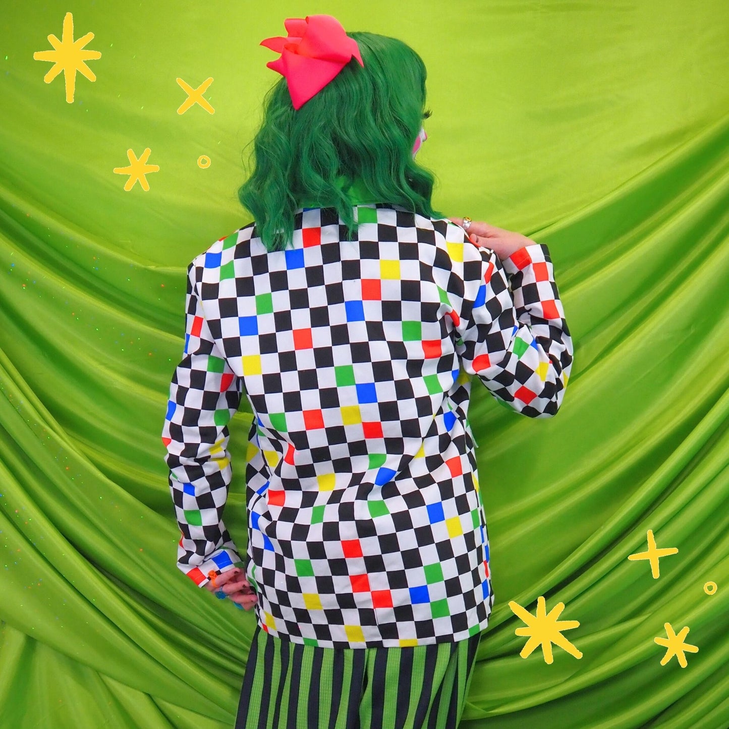 Blazer Kidcore de cuadros de rana