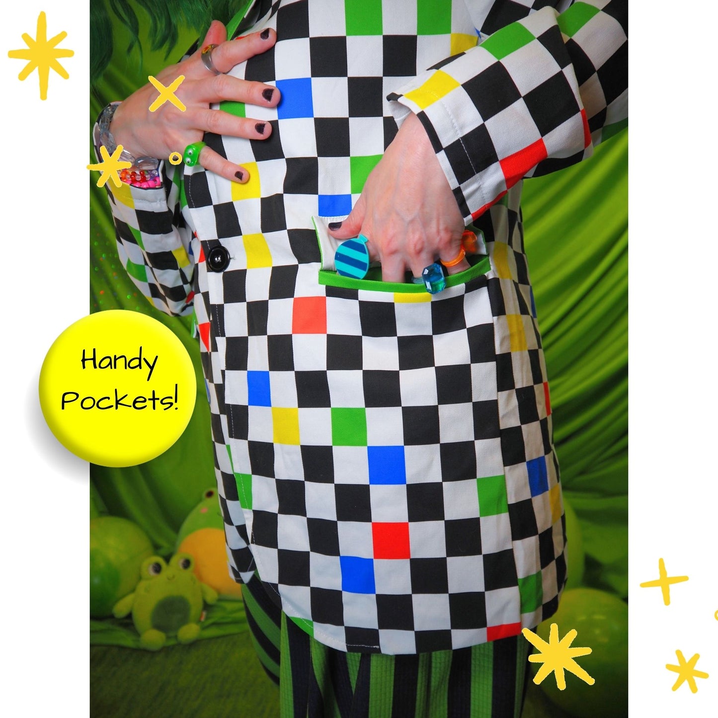 Blazer Kidcore de cuadros de rana