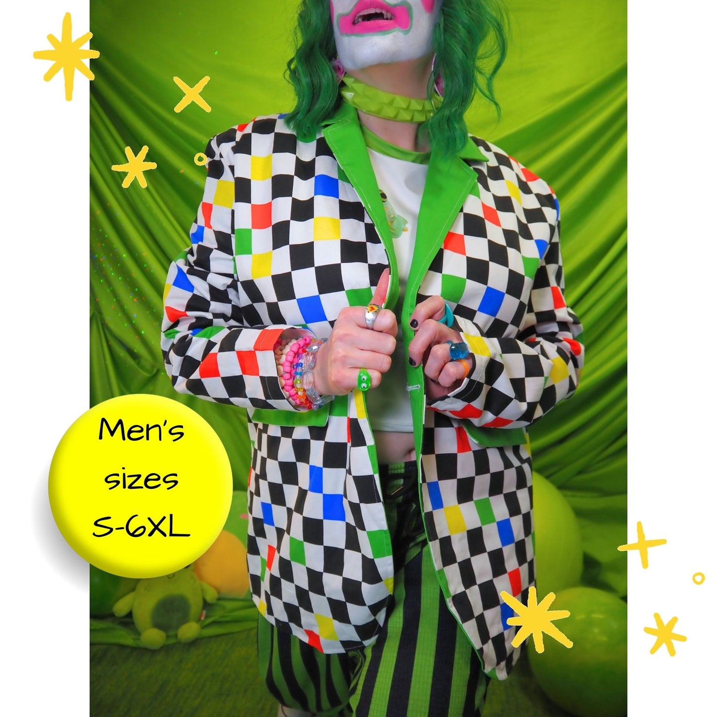 Blazer Kidcore de cuadros de rana