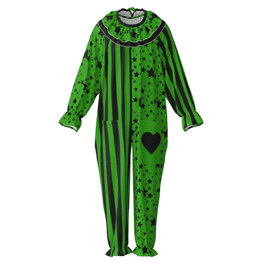Green and black patterned clown suit adult size