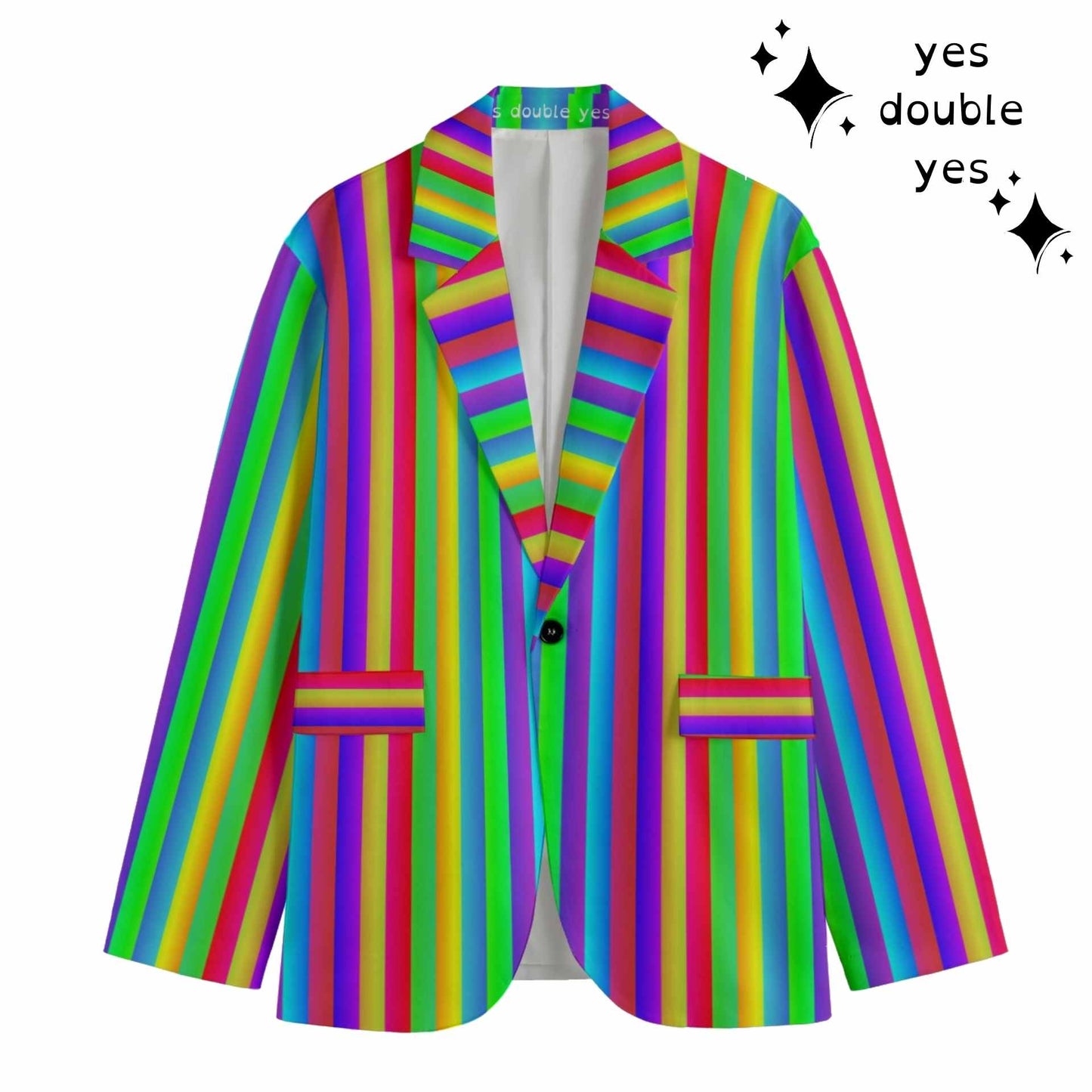 Fruit Stripe Rainbow Mens Cotton Sport Coat! Adult size Circus clowncore costume Harajuku Pride