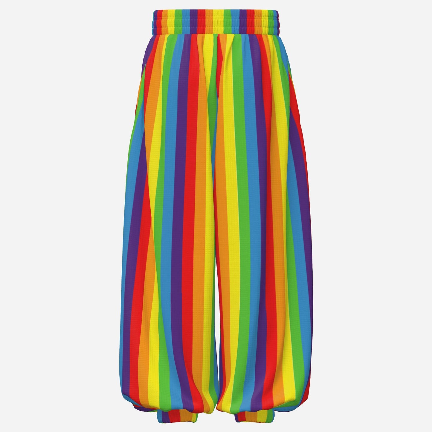 Baggy Pantaloons Fun Rainbow Waffle Fabric Clown Pants