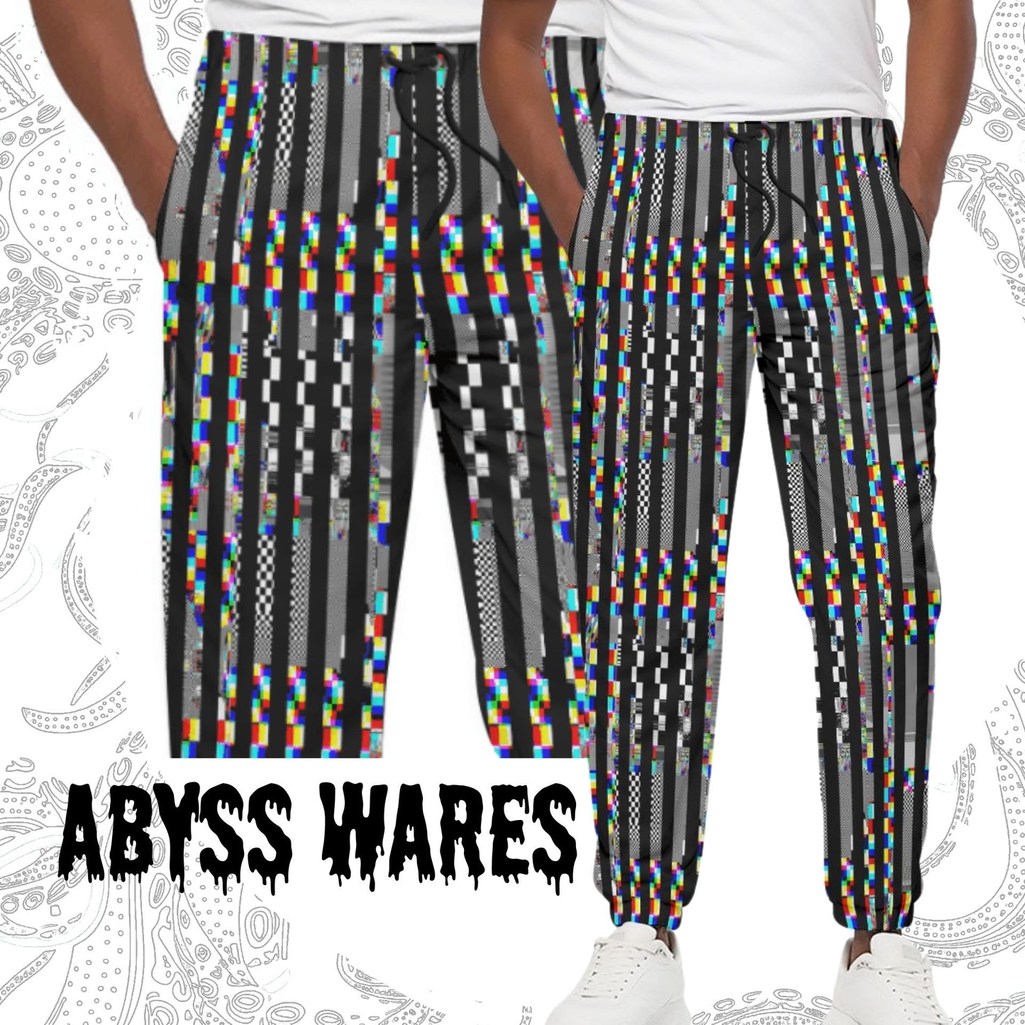 Glitch Stripe Joggers COTTON Sweatpants Cyperpunk Scenecore Bottoms Streetwear Lounge Pants