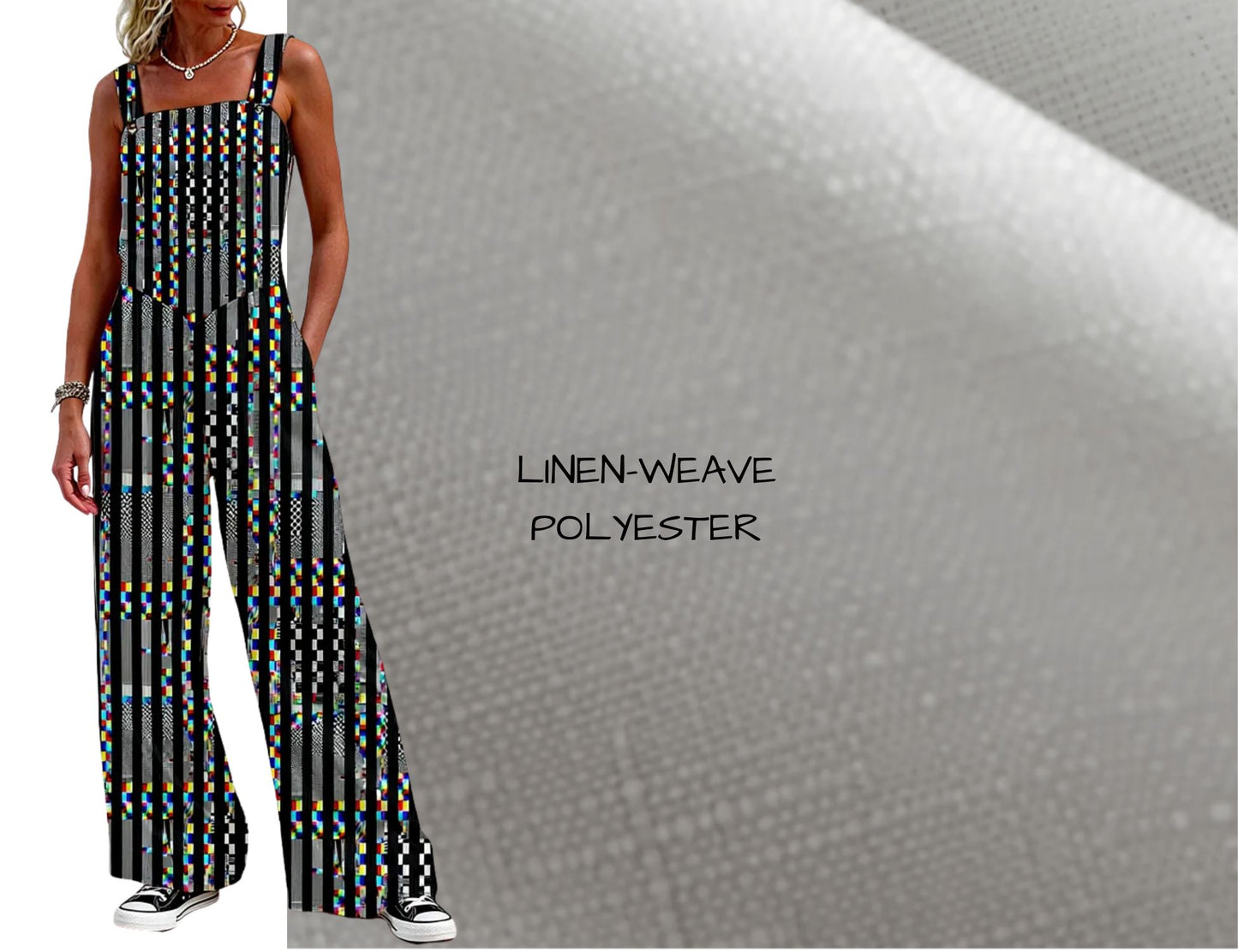 Glitch Stripe Wide Leg Overalls
