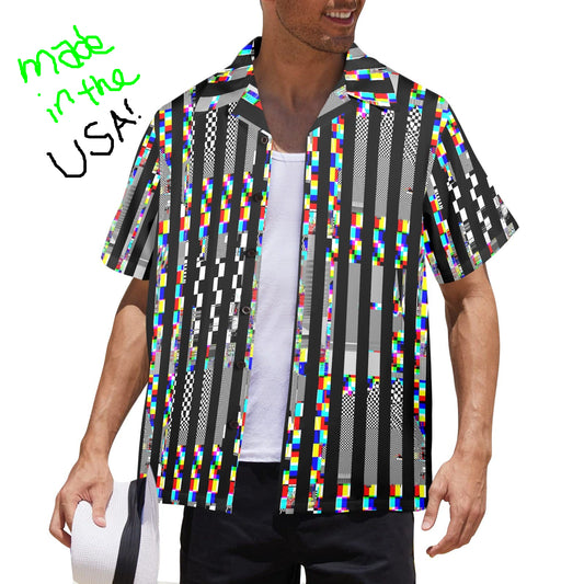 Glitch Stripe Bowling Shirt made in USA