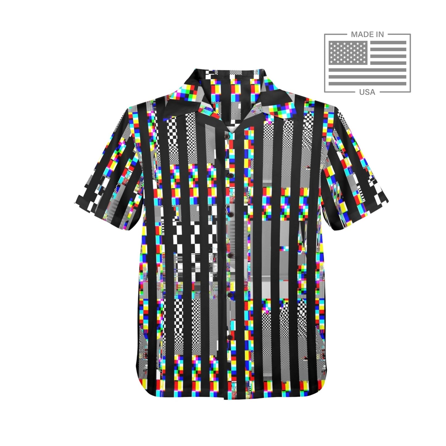 Glitch Stripe Bowling Shirt made in USA