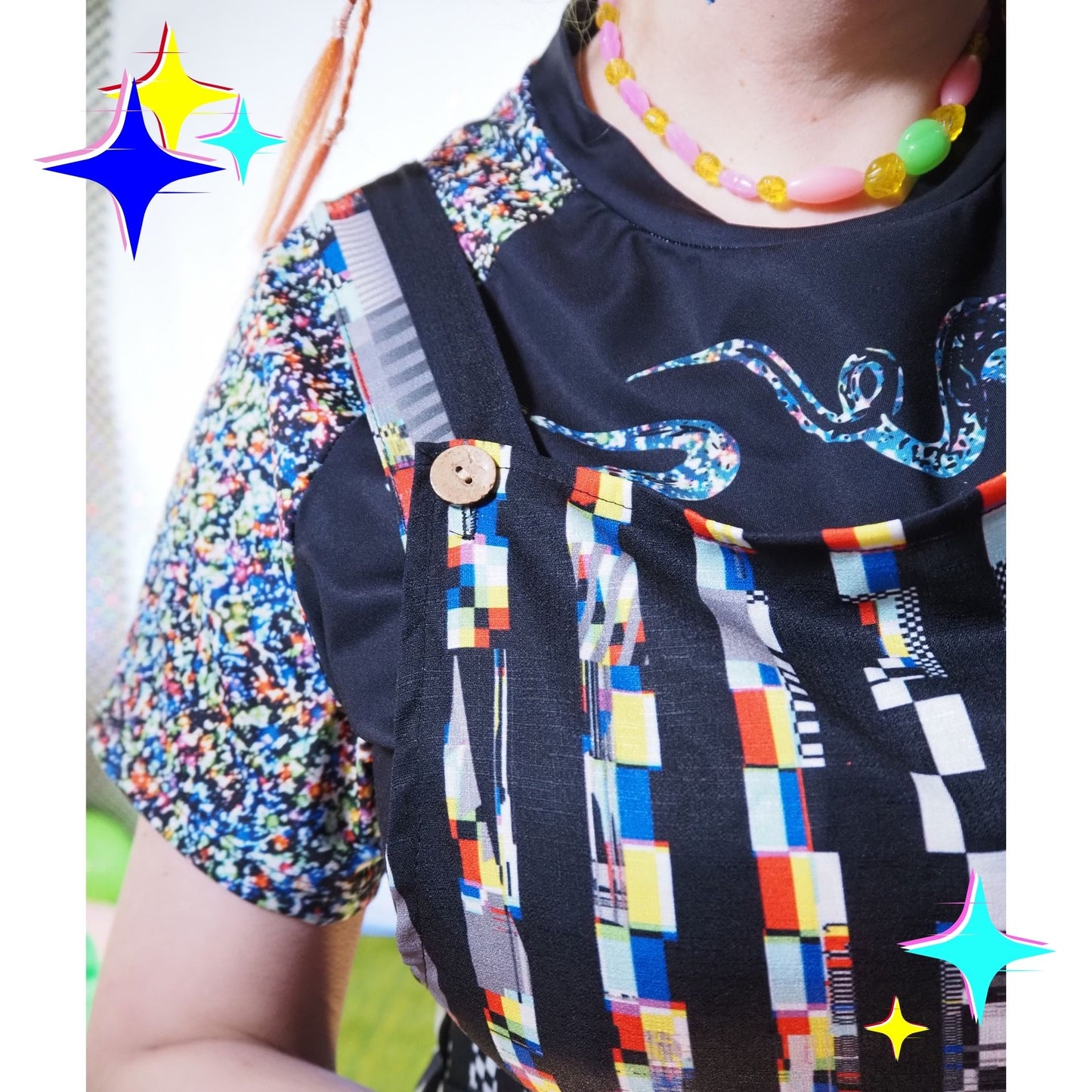 Glitch Stripe Wide Leg Overalls