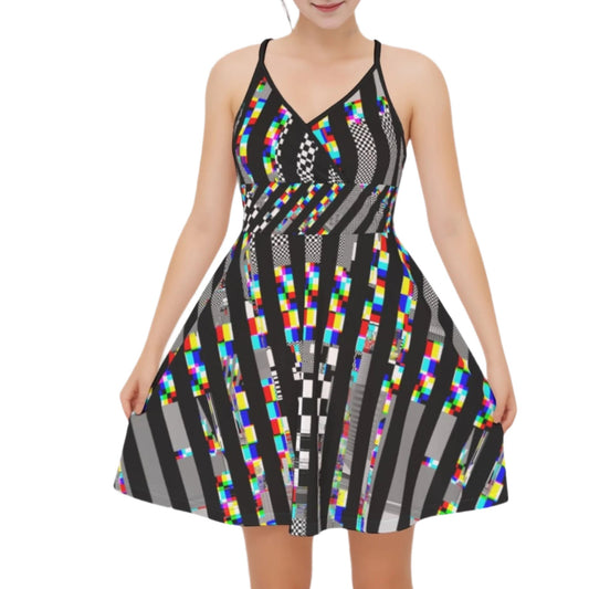 Glitch Stripe Cyberpunk Sundress