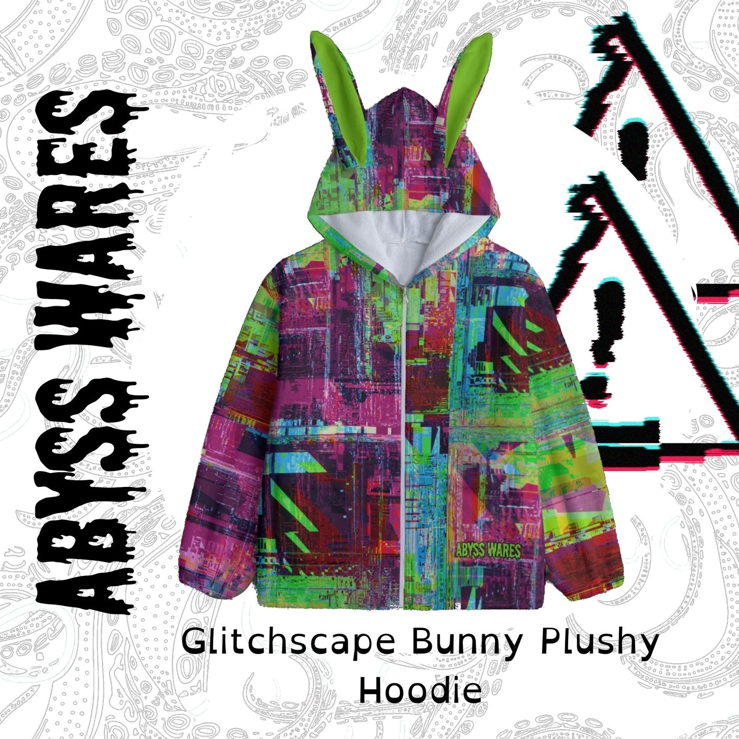 Glitchscape Fuzzy Bunny Ears Hoodie