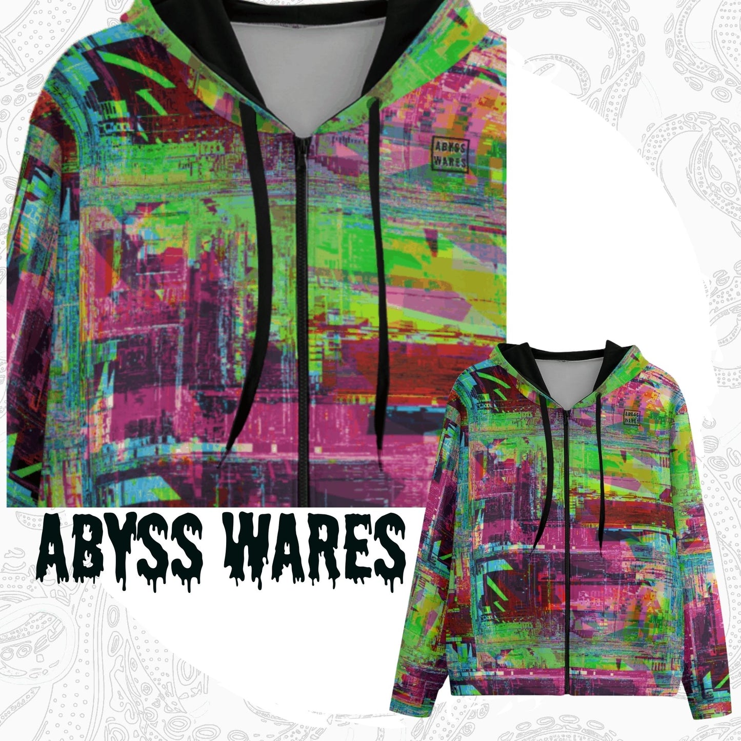 Glitchscape Cyberpunk Zip Up Hoodie