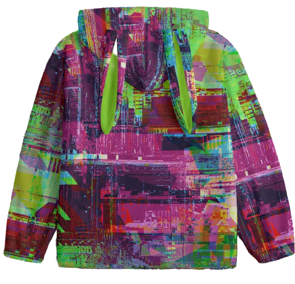 Glitchscape Fuzzy Bunny Ears Hoodie