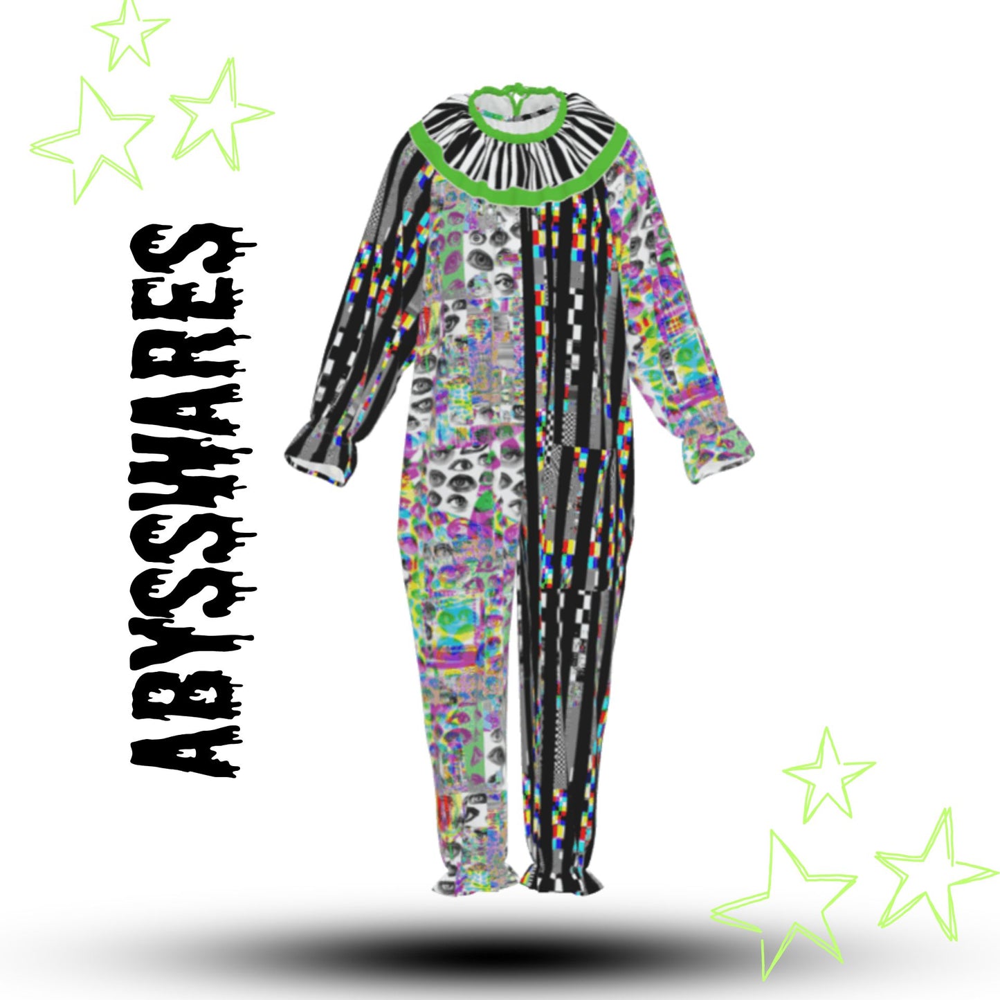 Glitchy Chaos Pro Clown Suit and Collar Set