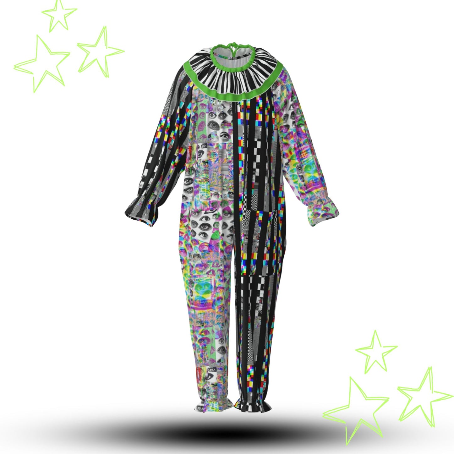 Glitchy Chaos Pro Clown Suit and Collar Set