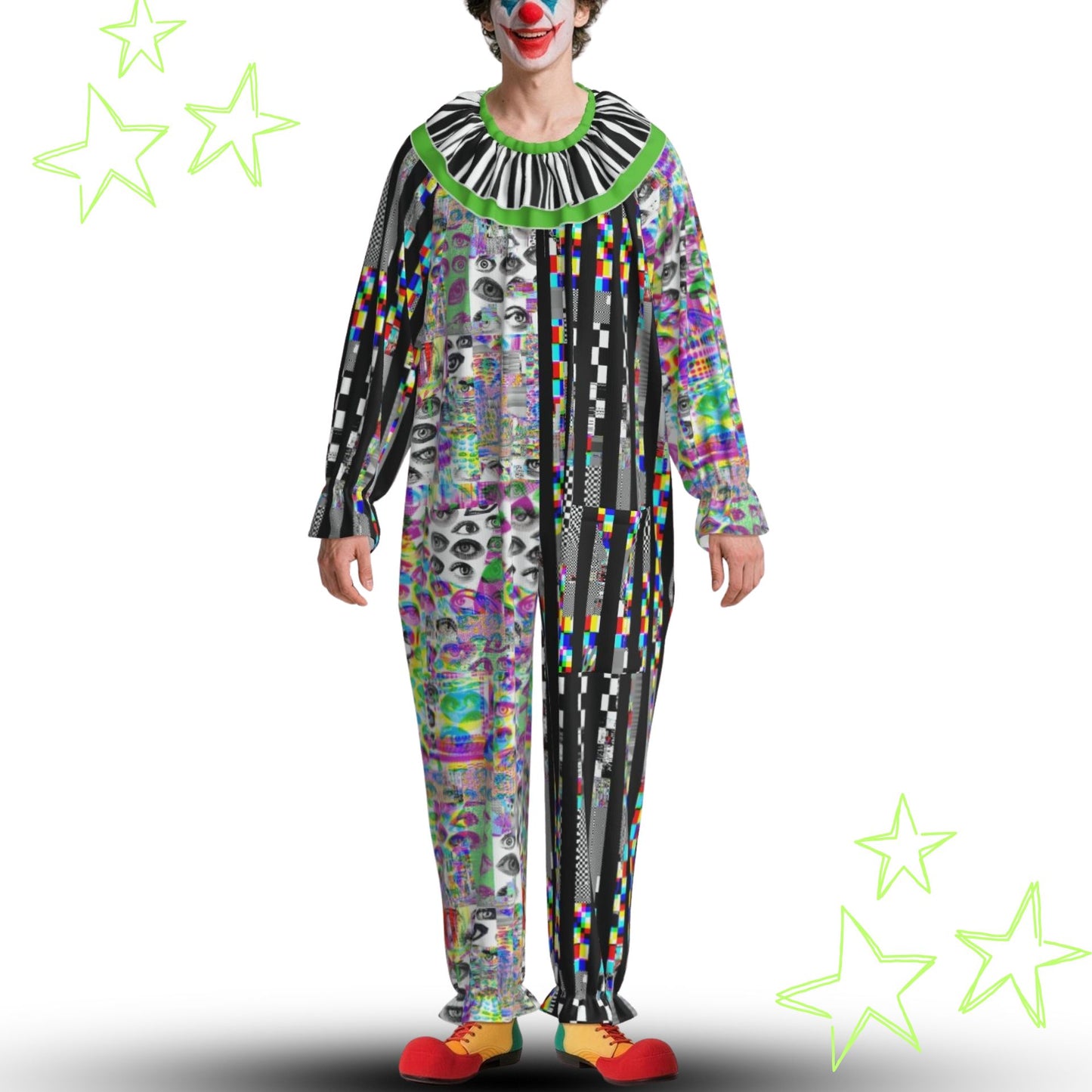 Glitchy Chaos Pro Clown Suit and Collar Set