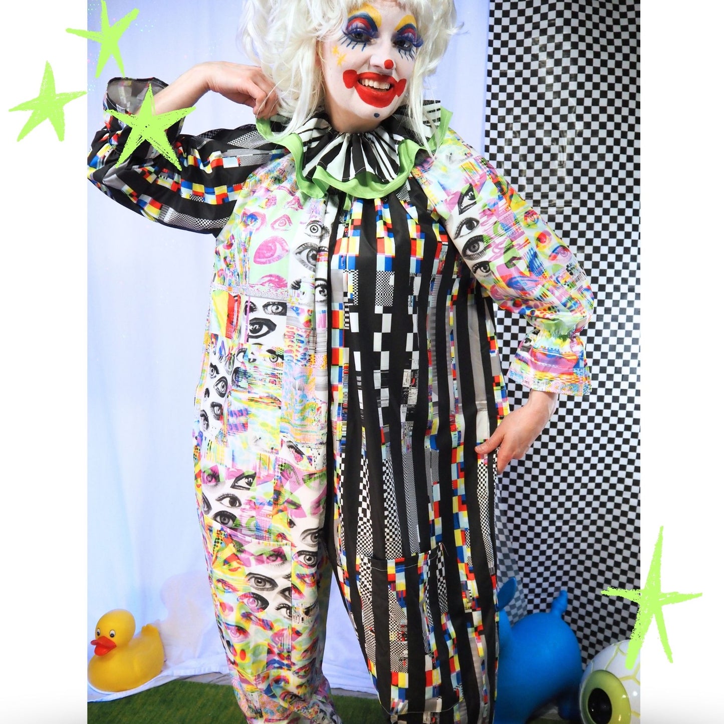 Glitchy Chaos Pro Clown Suit and Collar Set