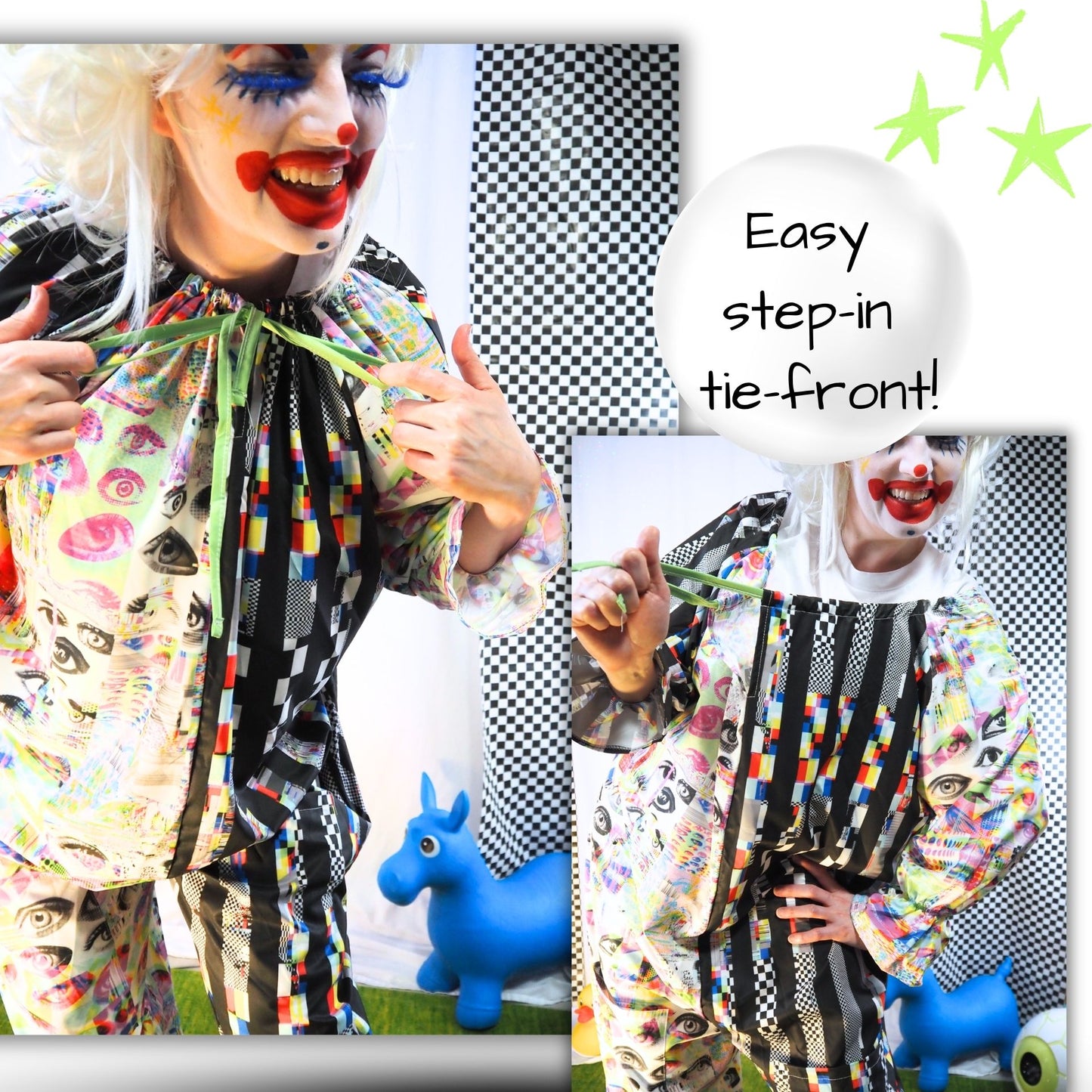 Glitchy Chaos Pro Clown Suit and Collar Set