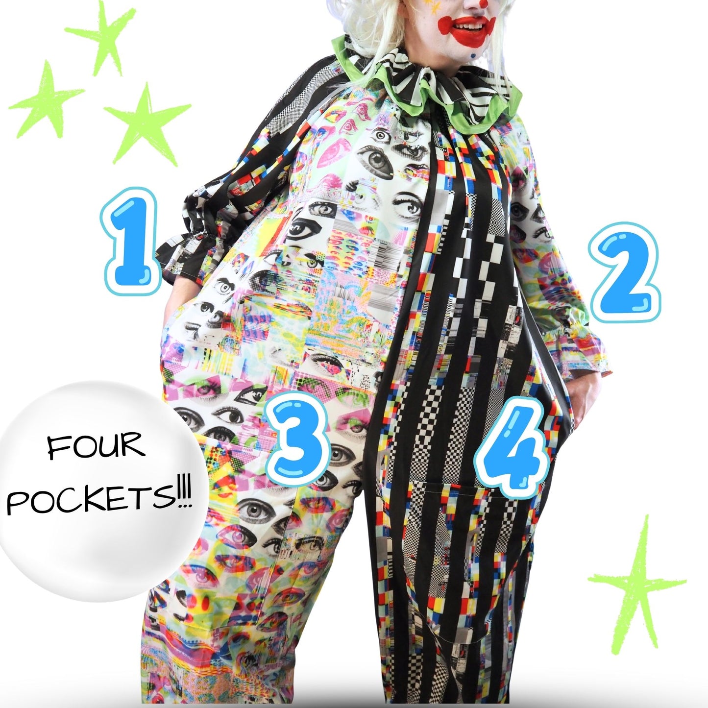 Glitchy Chaos Pro Clown Suit and Collar Set