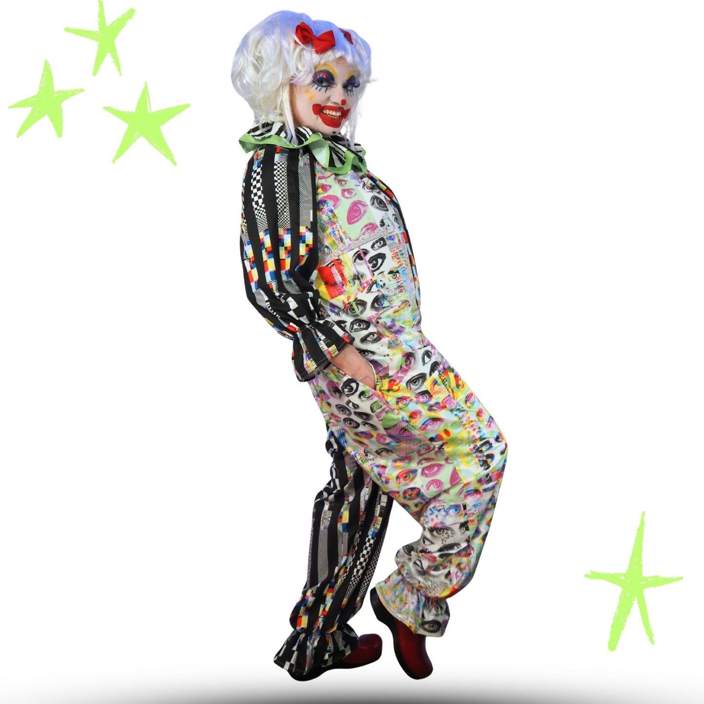 Glitchy Chaos Pro Clown Suit and Collar Set