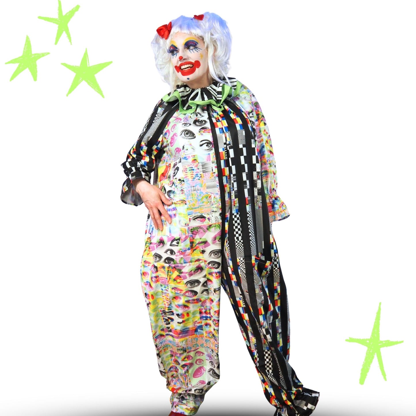 Glitchy Chaos Pro Clown Suit and Collar Set